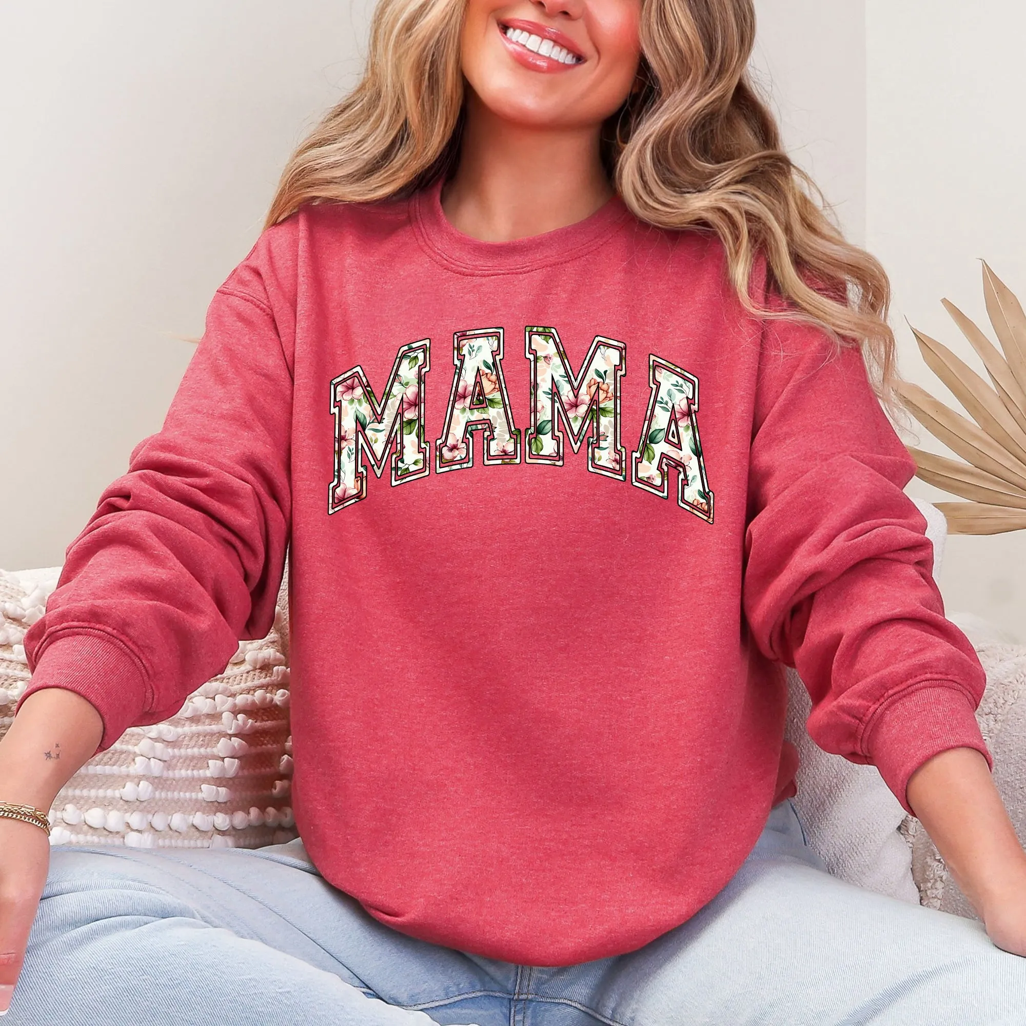 Mama, Floral, Chinoiserie, Coquette, Varsity, Mother's Day Sweatshirt sold by Refinery Number One product image thumbnail 5