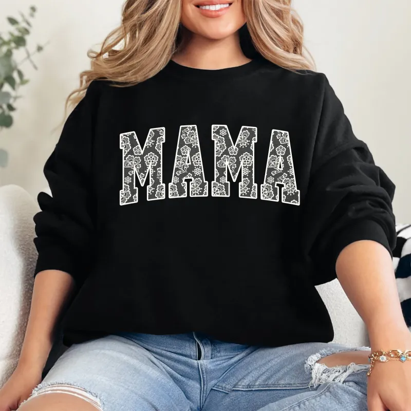 Mama, Faux Lace, Coquette, Varsity, Mother's Day Sweatshirt sold by Refinery Number One