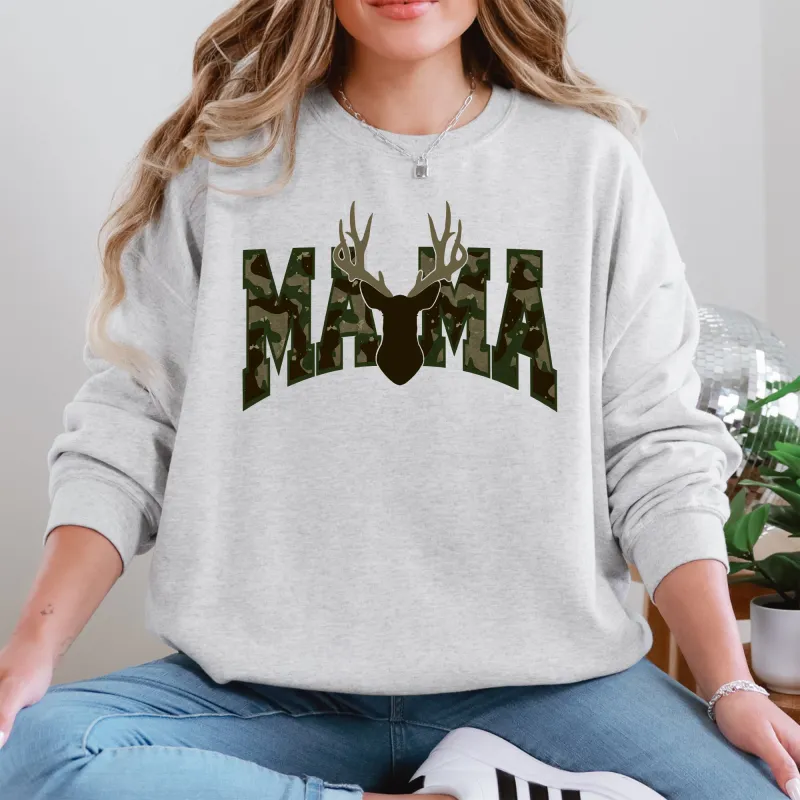 Mama, Camo, Deer, Hunting, Retro, Mother's Day Sweatshirt sold by Refinery Number One