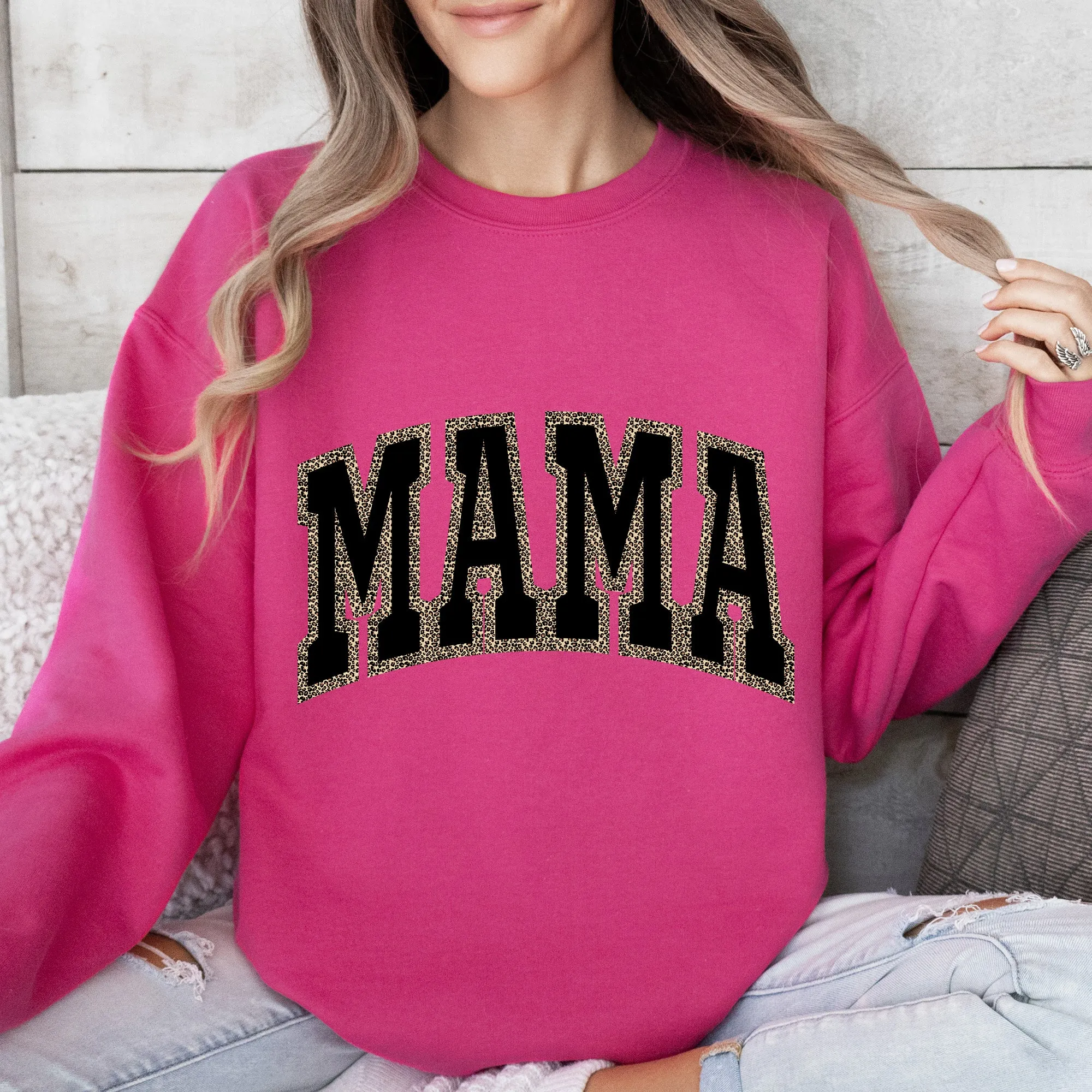 Mama, Black Leopard Print, Retro, Vintage, Varsity, Mother's Day Sweatshirt sold by Refinery Number One product image thumbnail 5