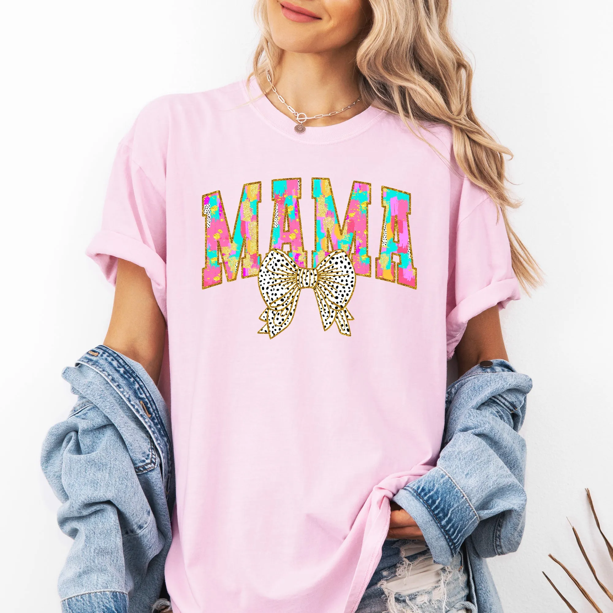 Painted Mama, Dalmatian Print, Bow, Ribbon, Coquette, Mother's Day Tshirt Comfort Colors T-Shirt sold by Refinery Number One