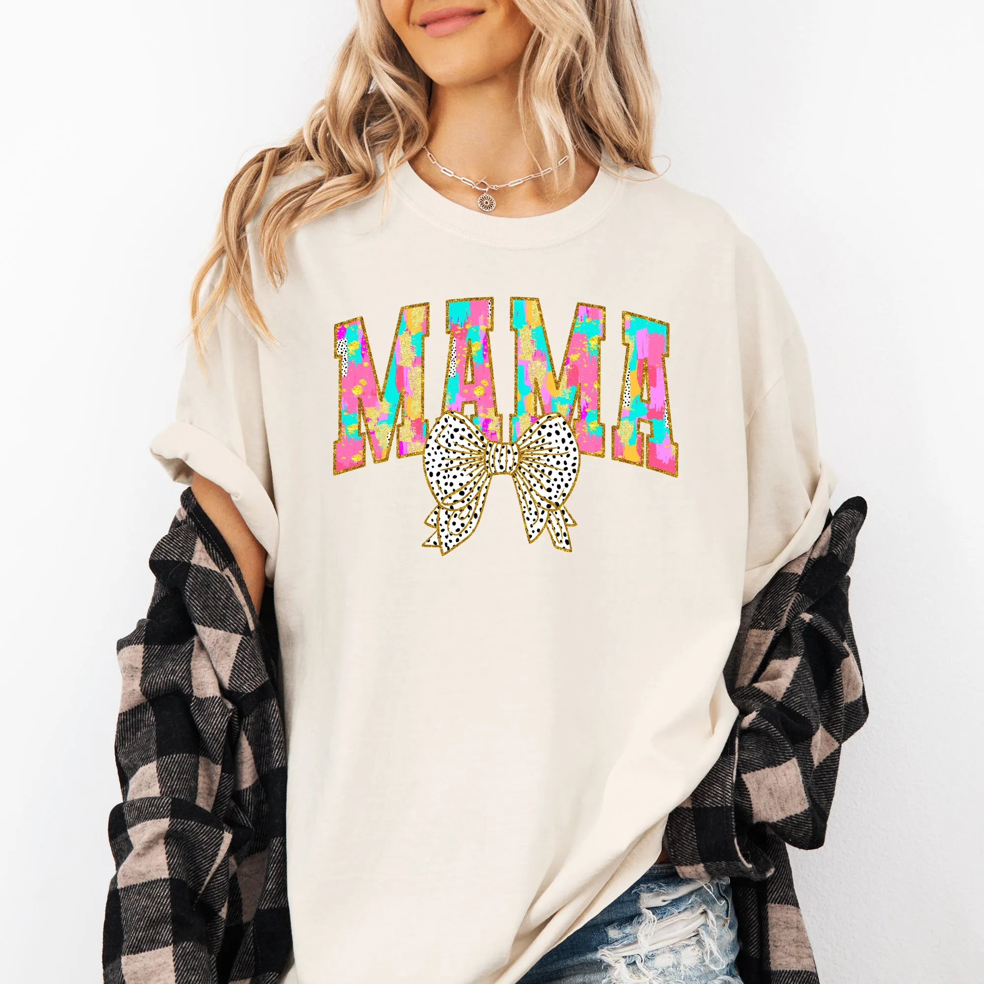 Painted Mama, Dalmatian Print, Bow, Ribbon, Coquette, Mother's Day Tshirt Comfort Colors T-Shirt sold by Refinery Number One product image thumbnail 5