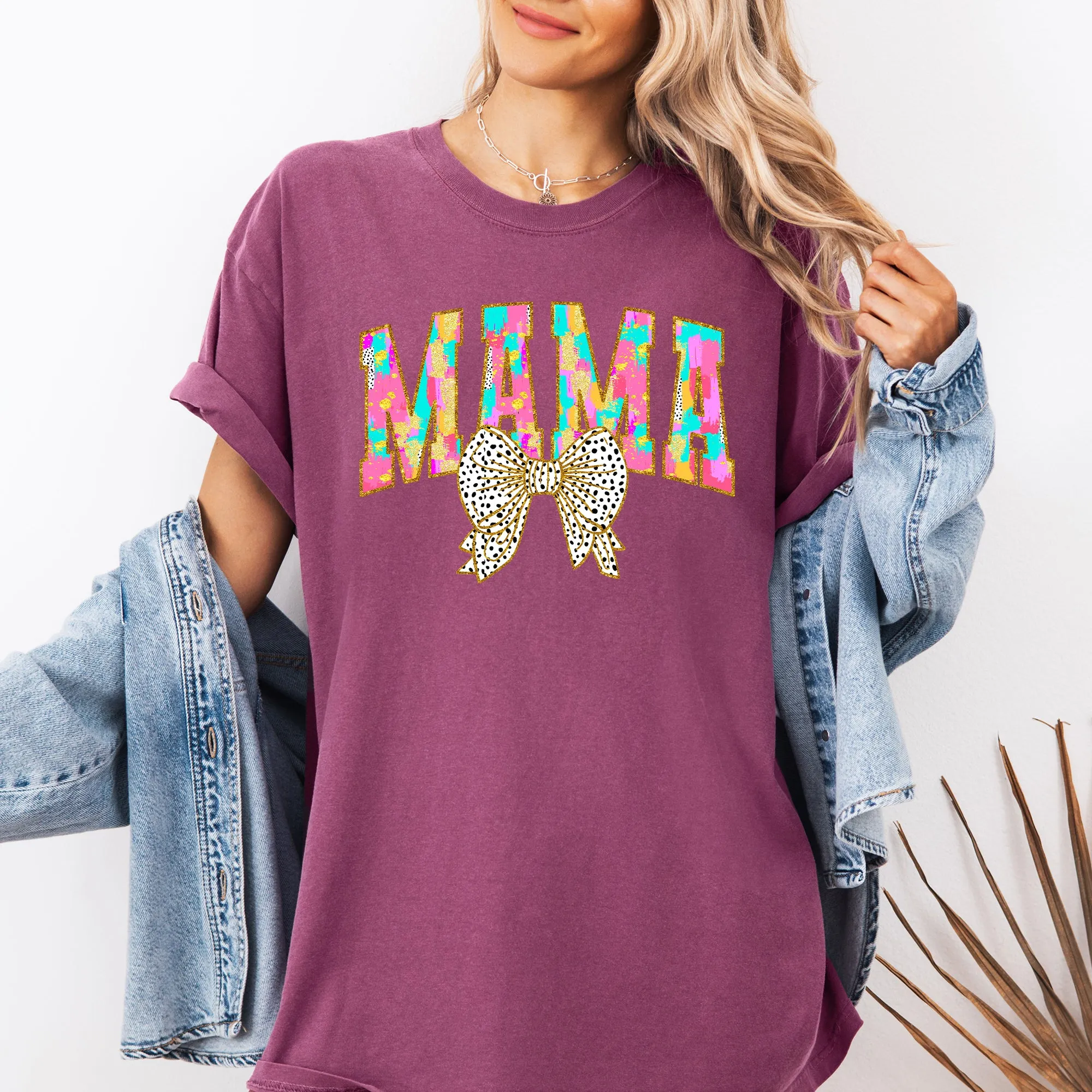 Painted Mama, Dalmatian Print, Bow, Ribbon, Coquette, Mother's Day Tshirt Comfort Colors T-Shirt sold by Refinery Number One product image thumbnail 3