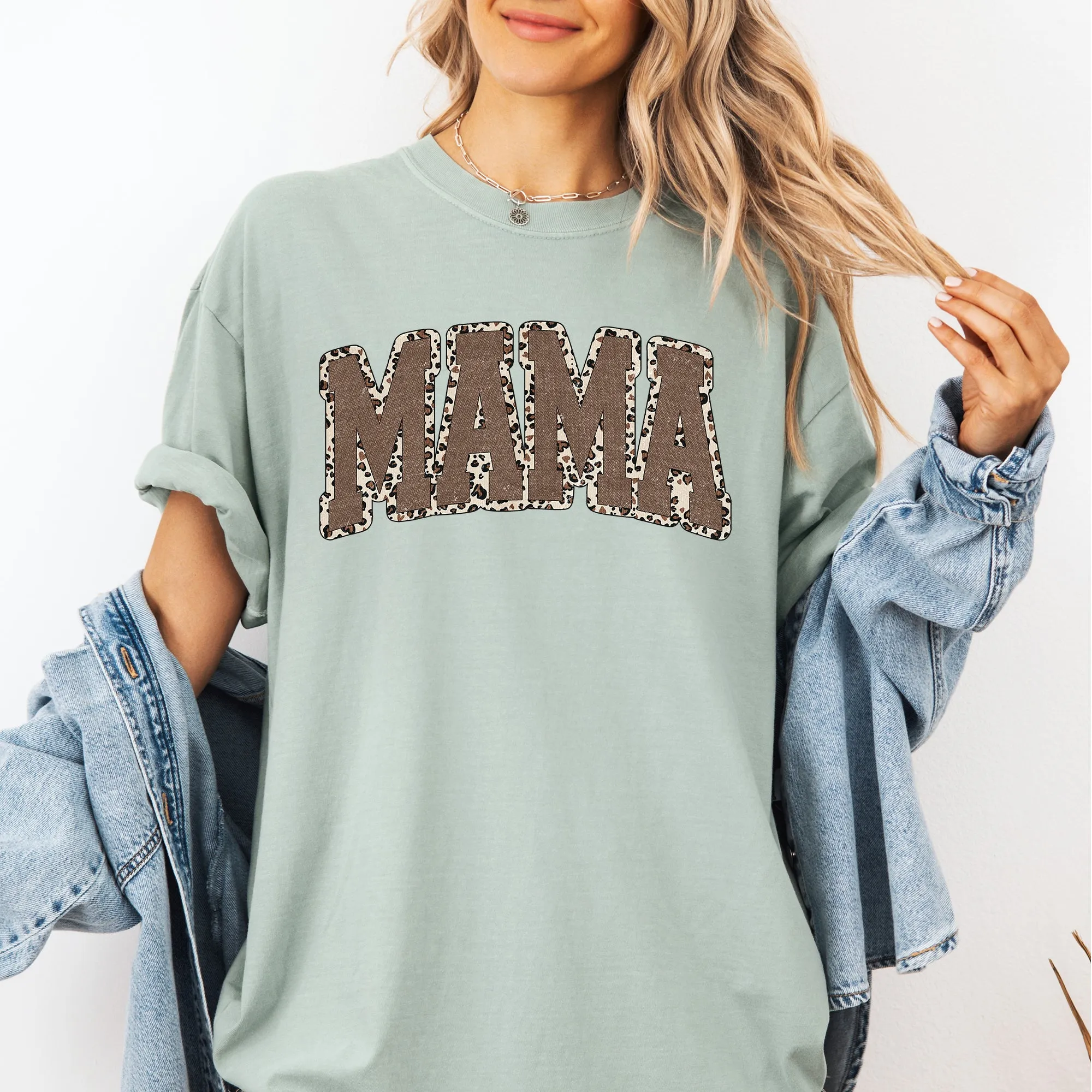Mama, Textured Leopard Print, Mother's Day, Retro, Varsity Tshirt Comfort Colors T-Shirt sold by Refinery Number One product image thumbnail 2