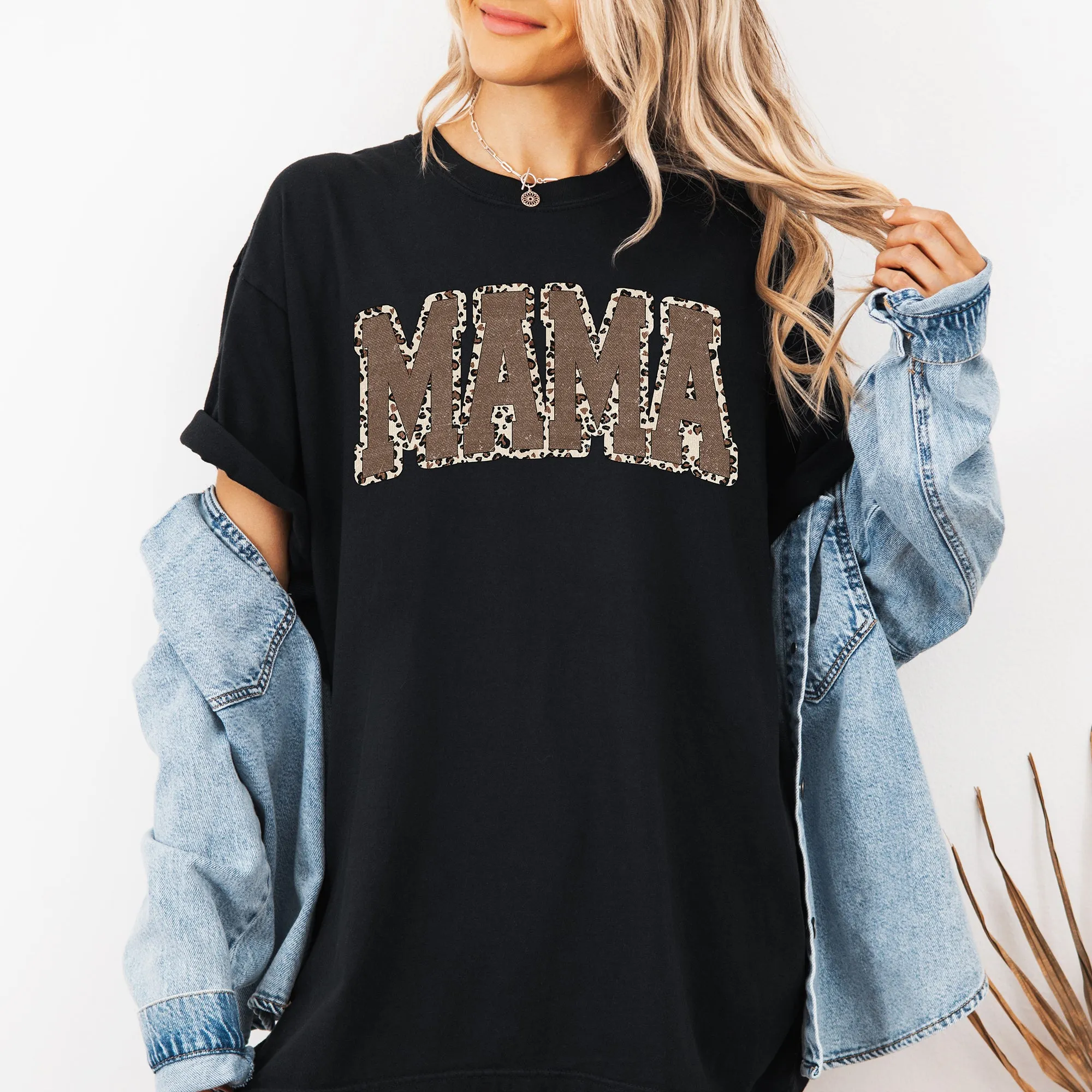 Mama, Textured Leopard Print, Mother's Day, Retro, Varsity Tshirt Comfort Colors T-Shirt sold by Refinery Number One product image thumbnail 4