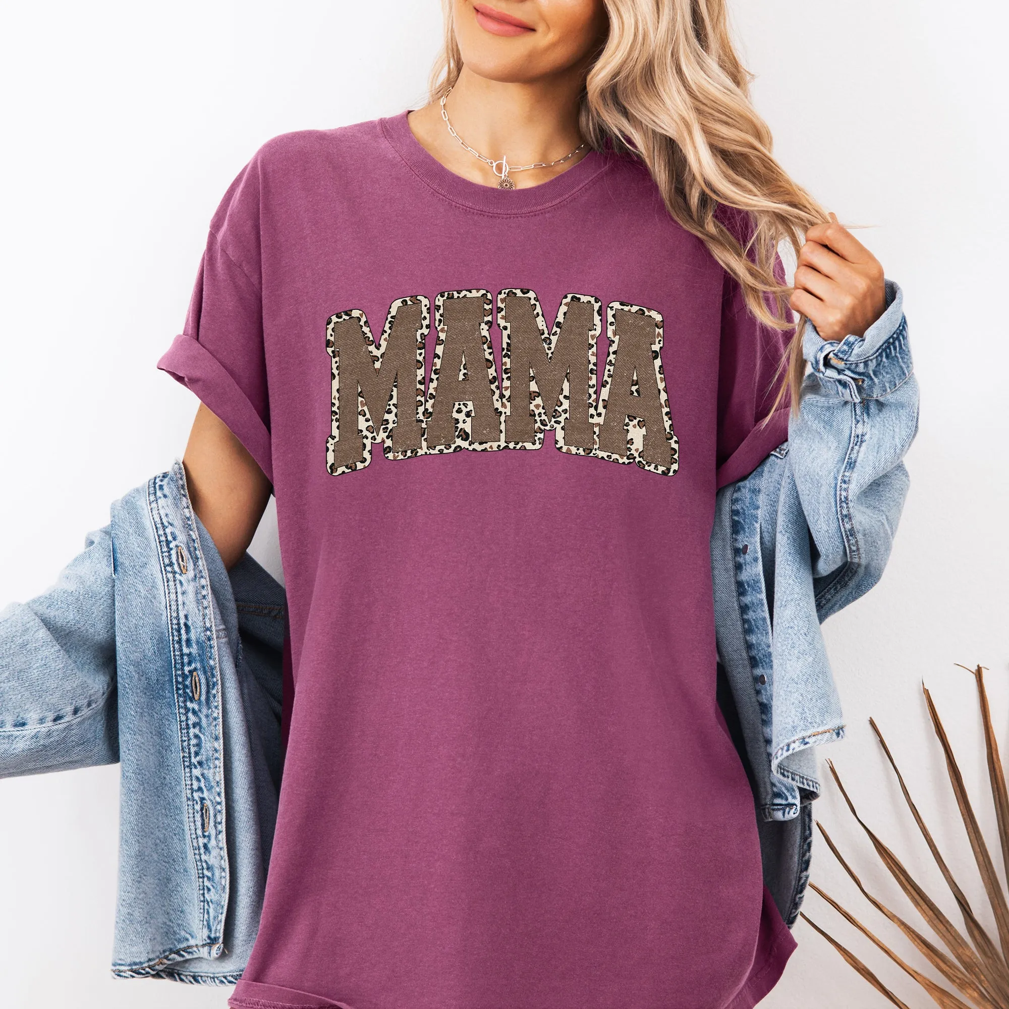 Mama, Textured Leopard Print, Mother's Day, Retro, Varsity Tshirt Comfort Colors T-Shirt sold by Refinery Number One product image thumbnail 3