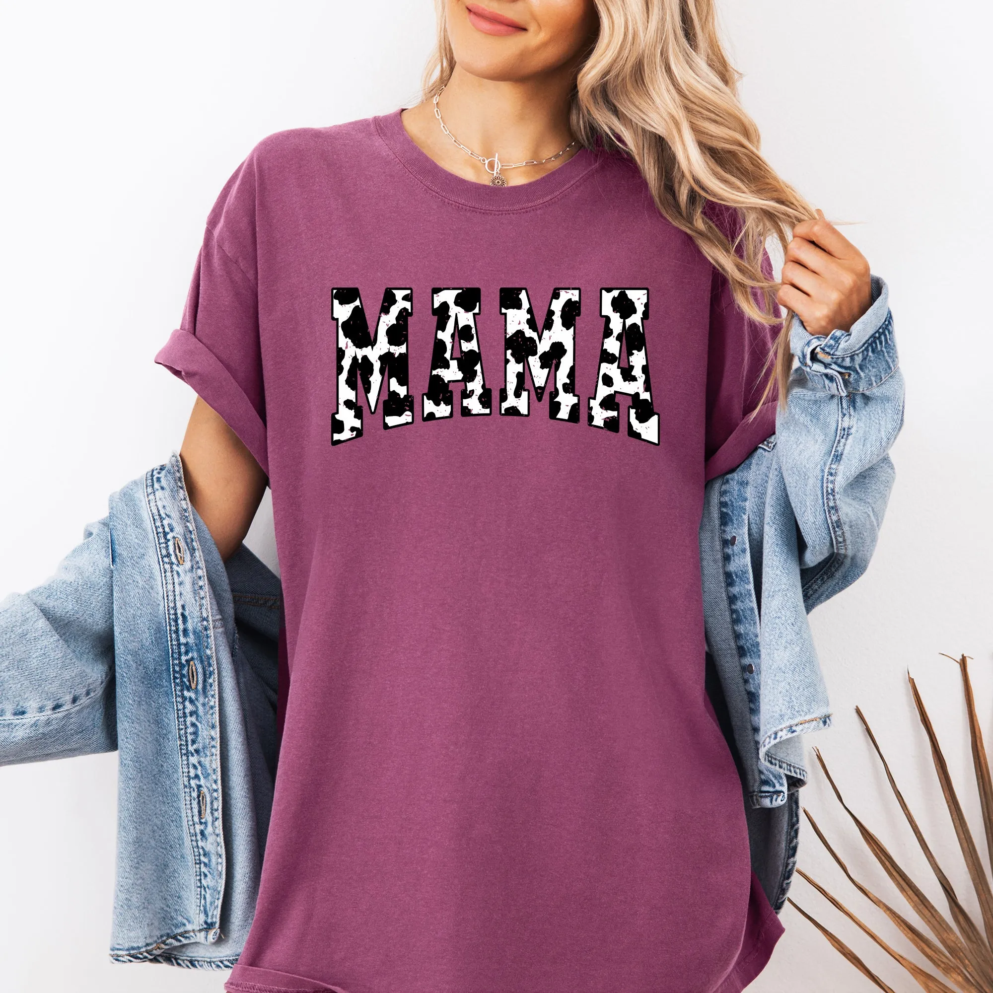 Mama, Retro Cow Print, Varsity, Mother's Day Tshirt Comfort Colors T-Shirt sold by Refinery Number One product image thumbnail 5