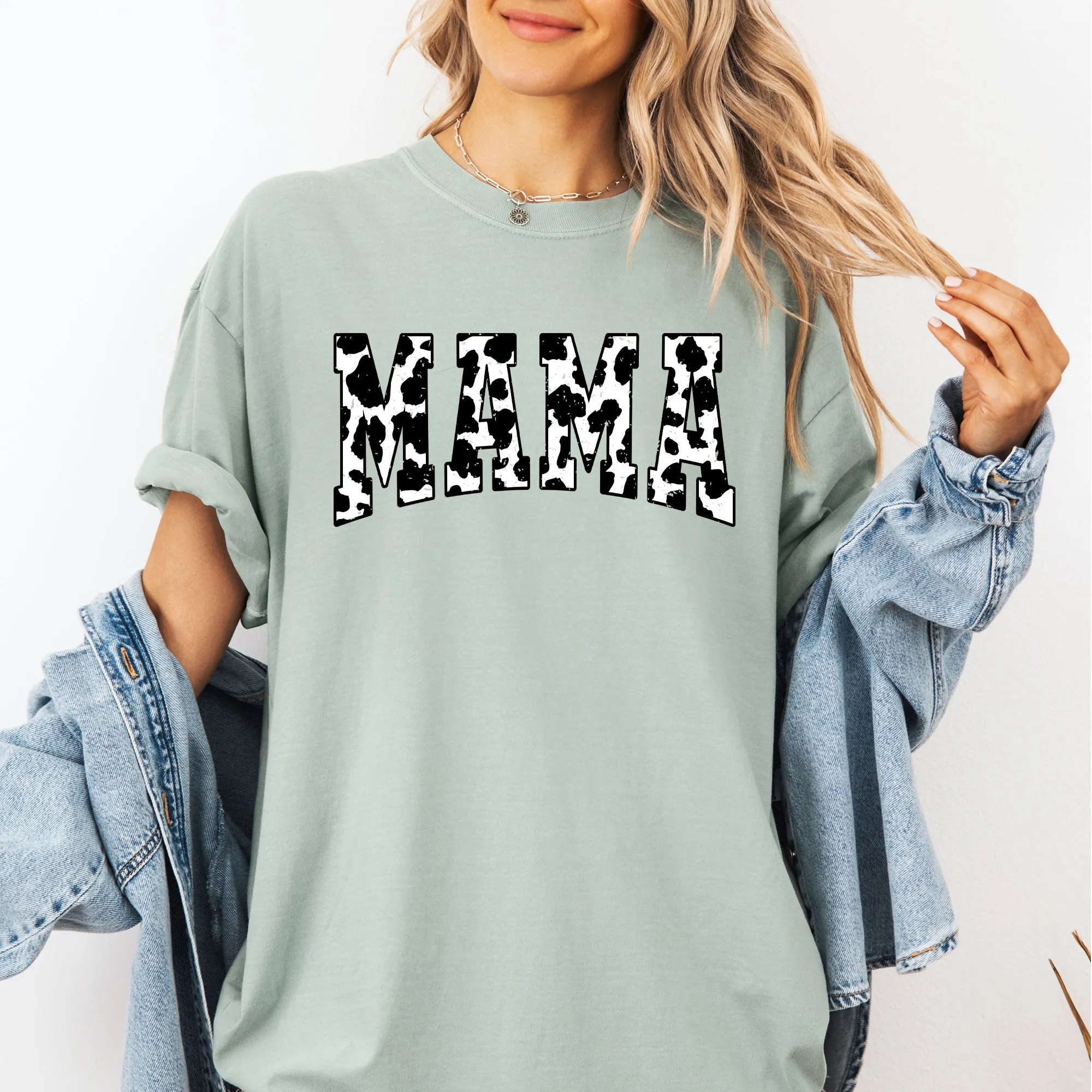 Mama, Retro Cow Print, Varsity, Mother's Day Tshirt Comfort Colors T-Shirt sold by Refinery Number One product image thumbnail 4