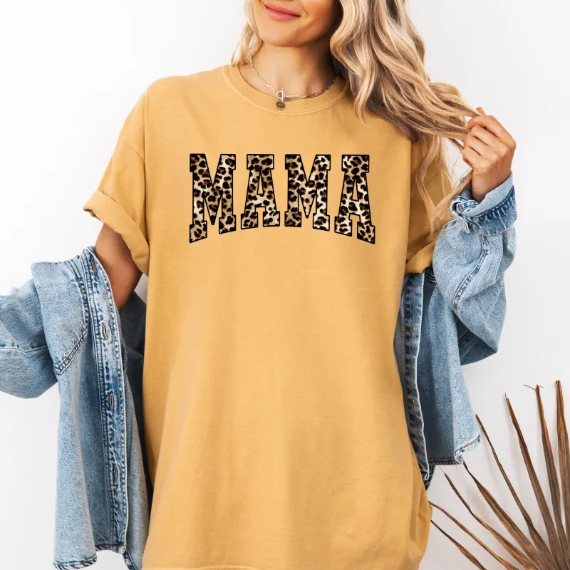 Mama, Leopard Print, Retro, Animal Print, Mother's Day Tshirt Comfort Colors T-Shirt sold by Refinery Number One