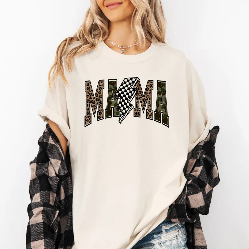 Mama, Leopard Print, Camo, Camouflage, Checkered, Lightning Bolt, Mother's Day Tshirt Comfort Colors T-Shirt sold by Refinery Number One