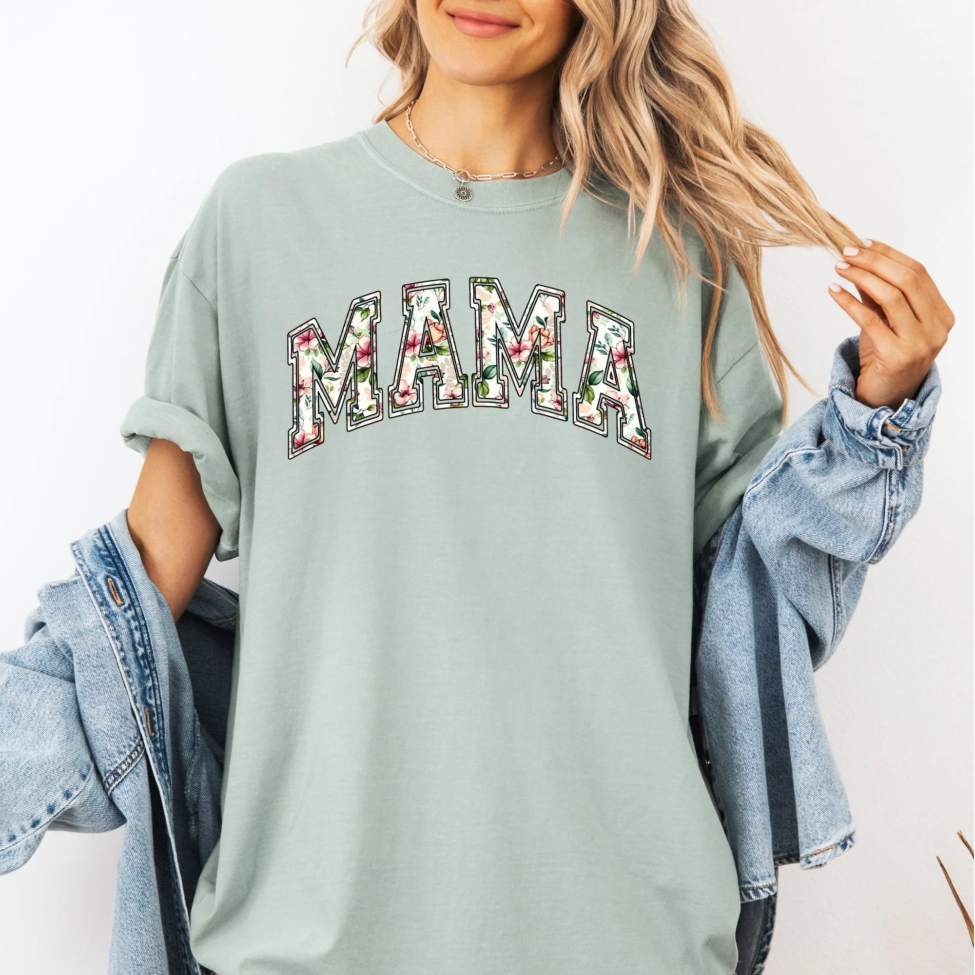 Mama, Floral, Chinoiserie, Coquette, Varsity, Mother's Day Tshirt Comfort Colors T-Shirt sold by Refinery Number One product image thumbnail 3