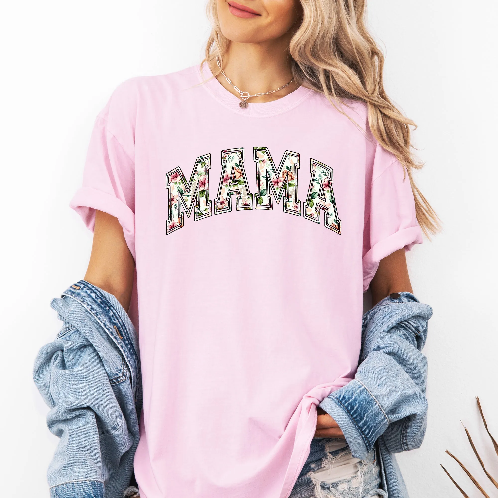 Mama, Floral, Chinoiserie, Coquette, Varsity, Mother's Day Tshirt Comfort Colors T-Shirt sold by Refinery Number One