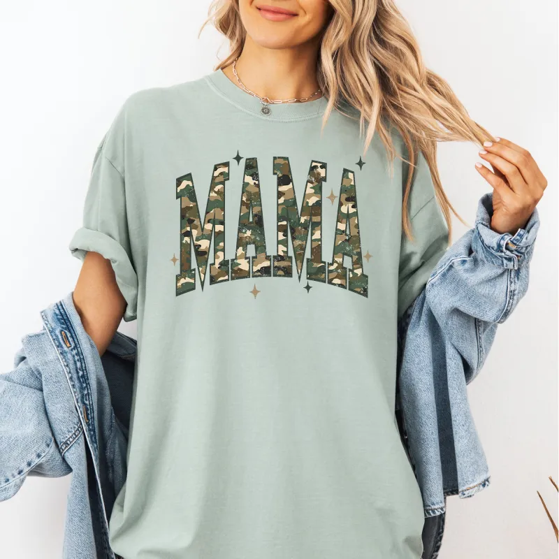 Mama, Camo, Stars, Camouflage, Hunting, Retro, Mother's Day Tshirt Comfort Colors T-Shirt sold by Refinery Number One
