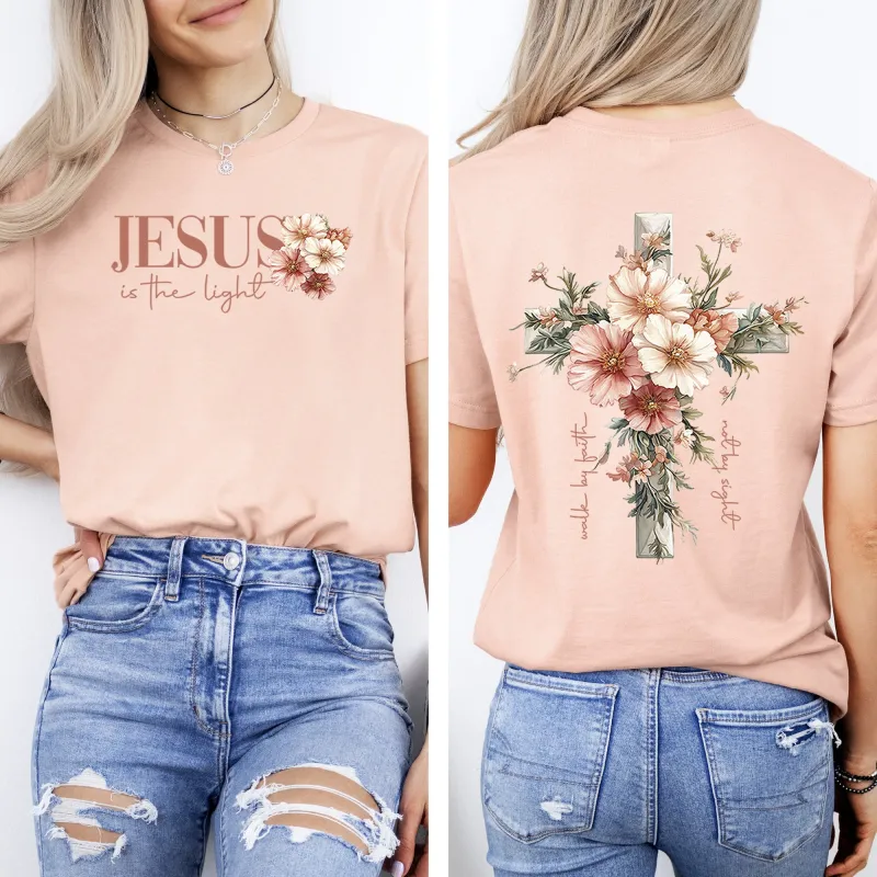 Jesus Is The Light, Floral Cross, Christian, Jesus, Gospel, Faith, Saved Tshirt Comfort Colors T-Shirt sold by Refinery Number One