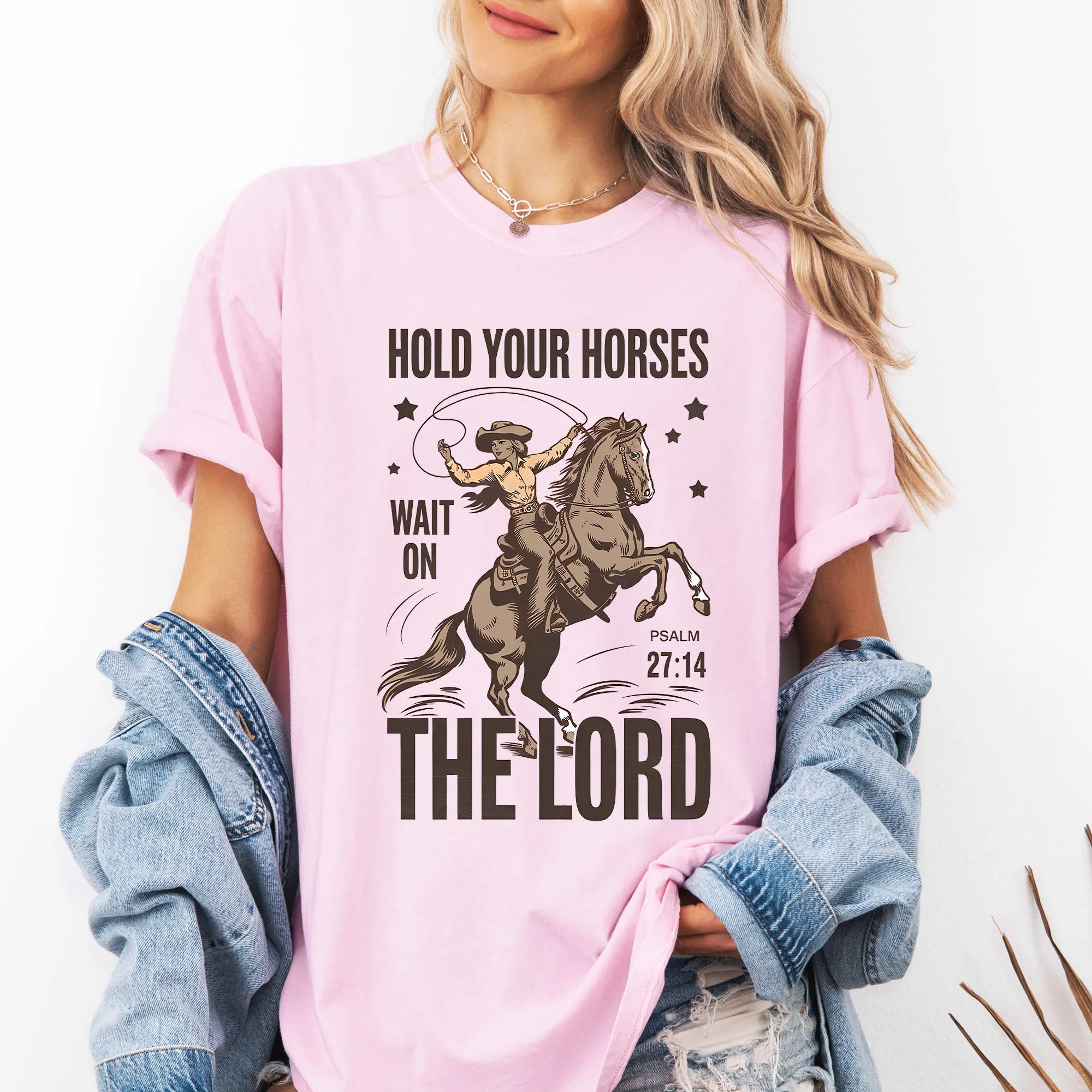 Hold Your Horses, Wait On The Lord, Christian, Jesus, Gospel, Faith, Saved Tshirt Comfort Colors T-Shirt sold by Refinery Number One product image thumbnail 5
