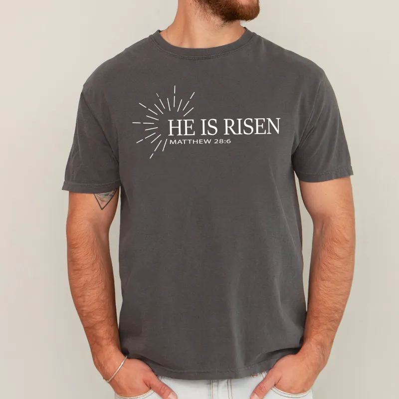 He Is Risen, Matthew, Christian, Jesus, Gospel, Faith, Saved Tshirt Comfort Colors T-Shirt made by Refinery Number One