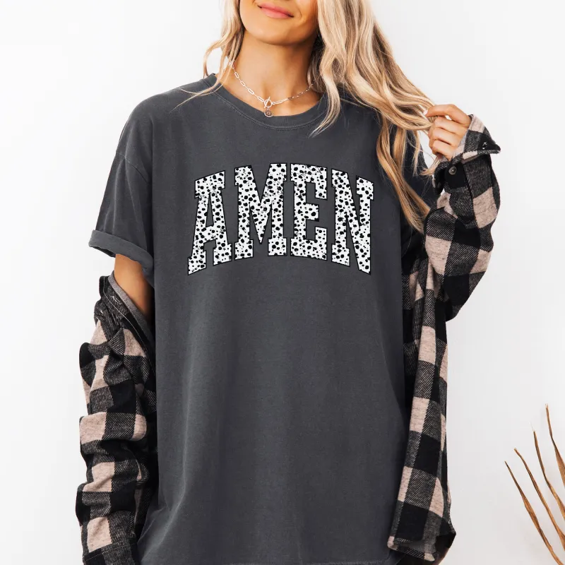 Amen, Dalmatian Print, Christian, Jesus, Gospel, Faith, Saved Tshirt Comfort Colors T-Shirt sold by Refinery Number One