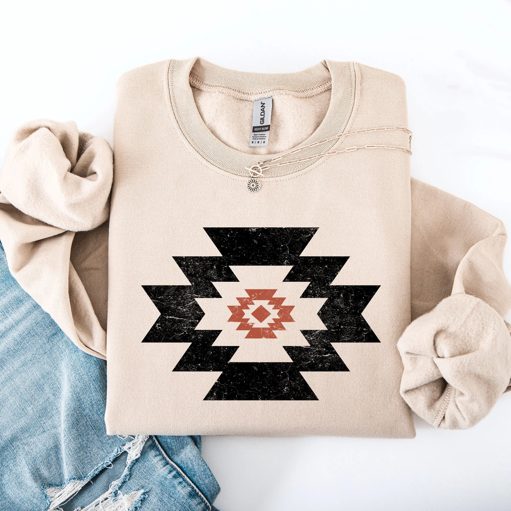 Retro Aztec, Western, Country, Cowboy, Desert Sweatshirt sold by Refinery Number One product image thumbnail 2