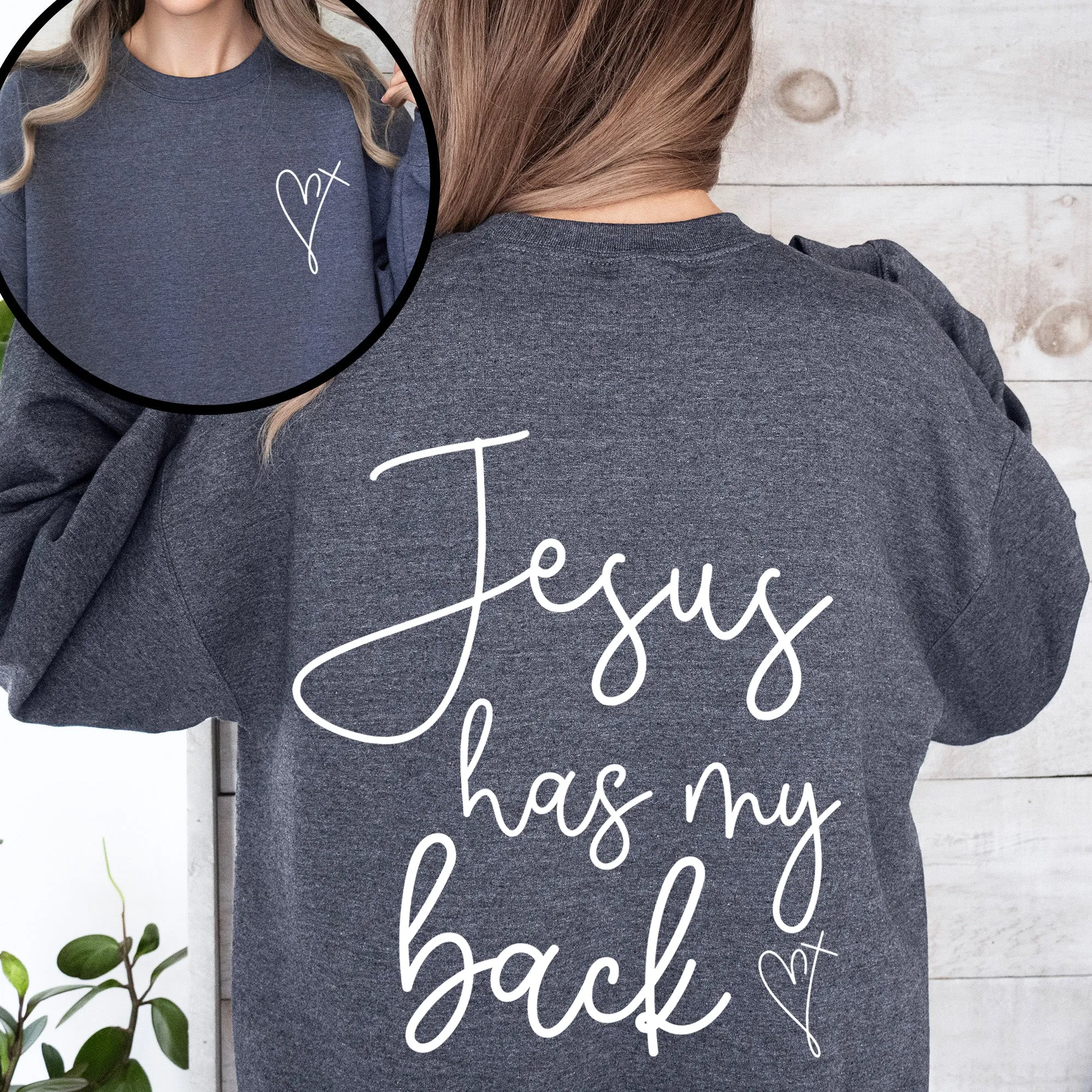Jesus Has My Back Religious Christian Bible Faith Statement Sweatshirt For Believers sold by Refinery Number One