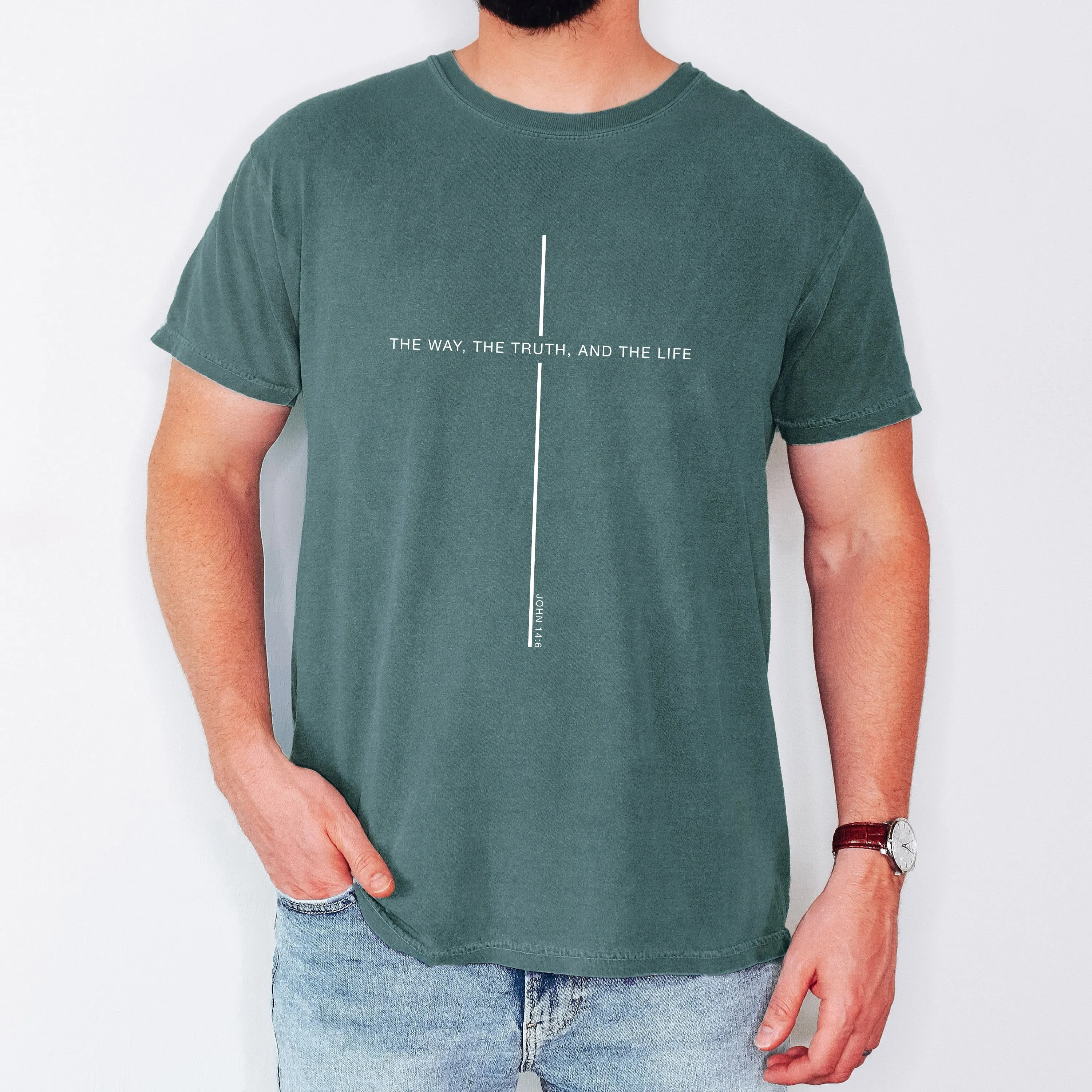 The Way The Truth The Life, John, Faith, Christian, Jesus, Gospel, Religious Tshirt Comfort Colors T-Shirt sold by Refinery Number One product image thumbnail 4