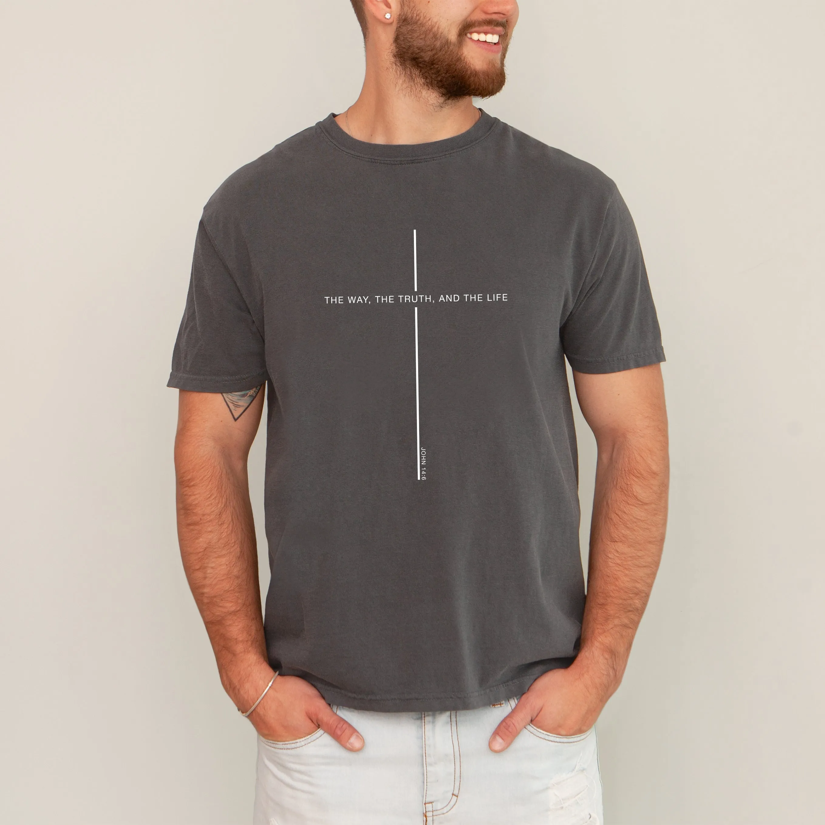 The Way The Truth The Life, John, Faith, Christian, Jesus, Gospel, Religious Tshirt Comfort Colors T-Shirt sold by Refinery Number One product image thumbnail 3