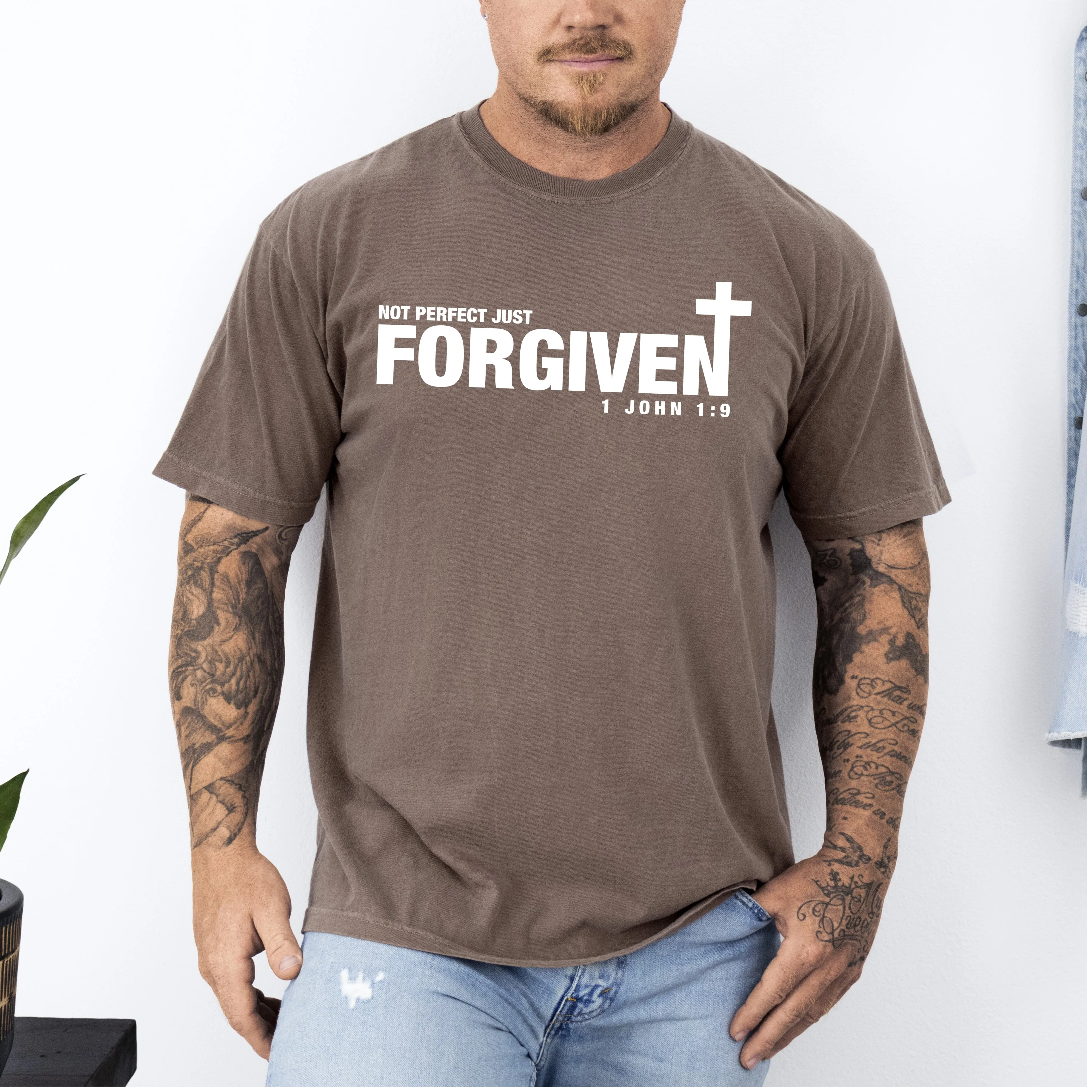 Not Perfect, Just Forgiven, John, Jesus, Christian, Religious, Gospel, Faith Tshirt Comfort Colors T-Shirt sold by Refinery Number One product image thumbnail 5