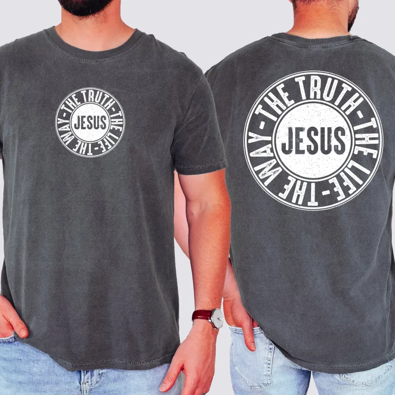 Jesus, The Way, The Truth, The Life, Circle, Christian, Religious, Faith, Gospel Tshirt Comfort Colors T-Shirt sold by Refinery Number One