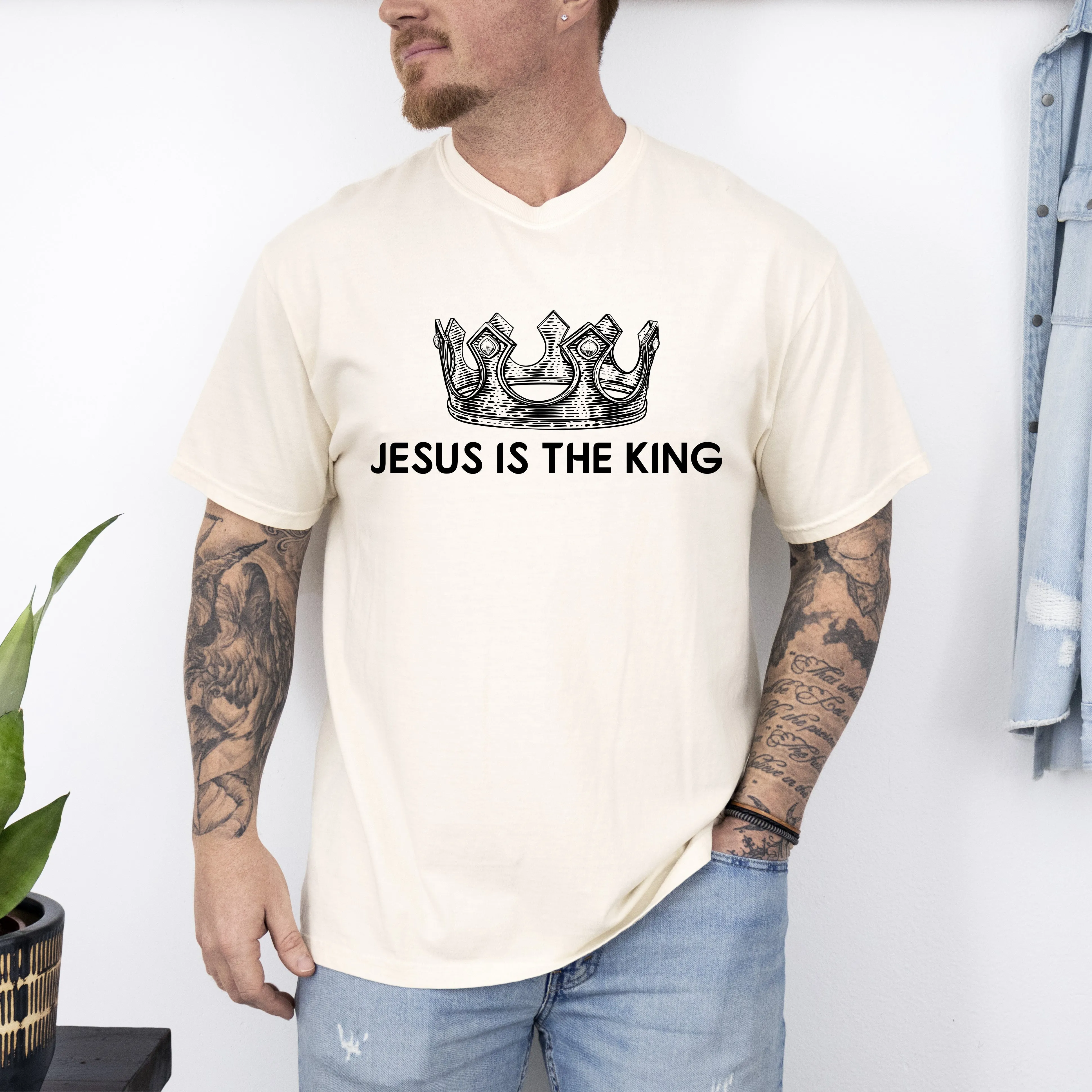 Jesus Is The King Crown Gospel Faith Christian Vintage Inspired Religious Comfort Colors Tee sold by Refinery Number One product image thumbnail 4