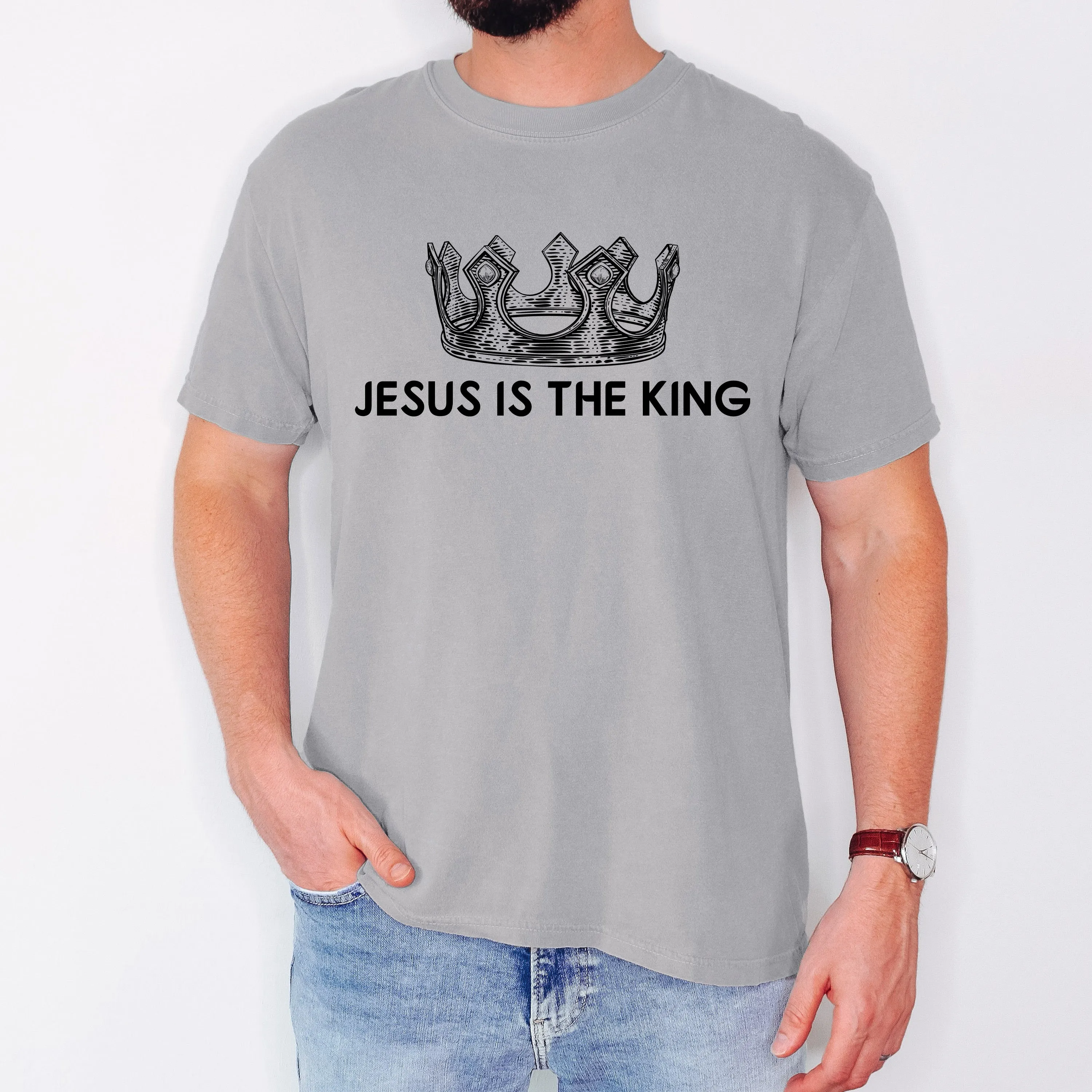 Jesus Is The King Crown Gospel Faith Christian Vintage Inspired Religious Comfort Colors Tee sold by Refinery Number One
