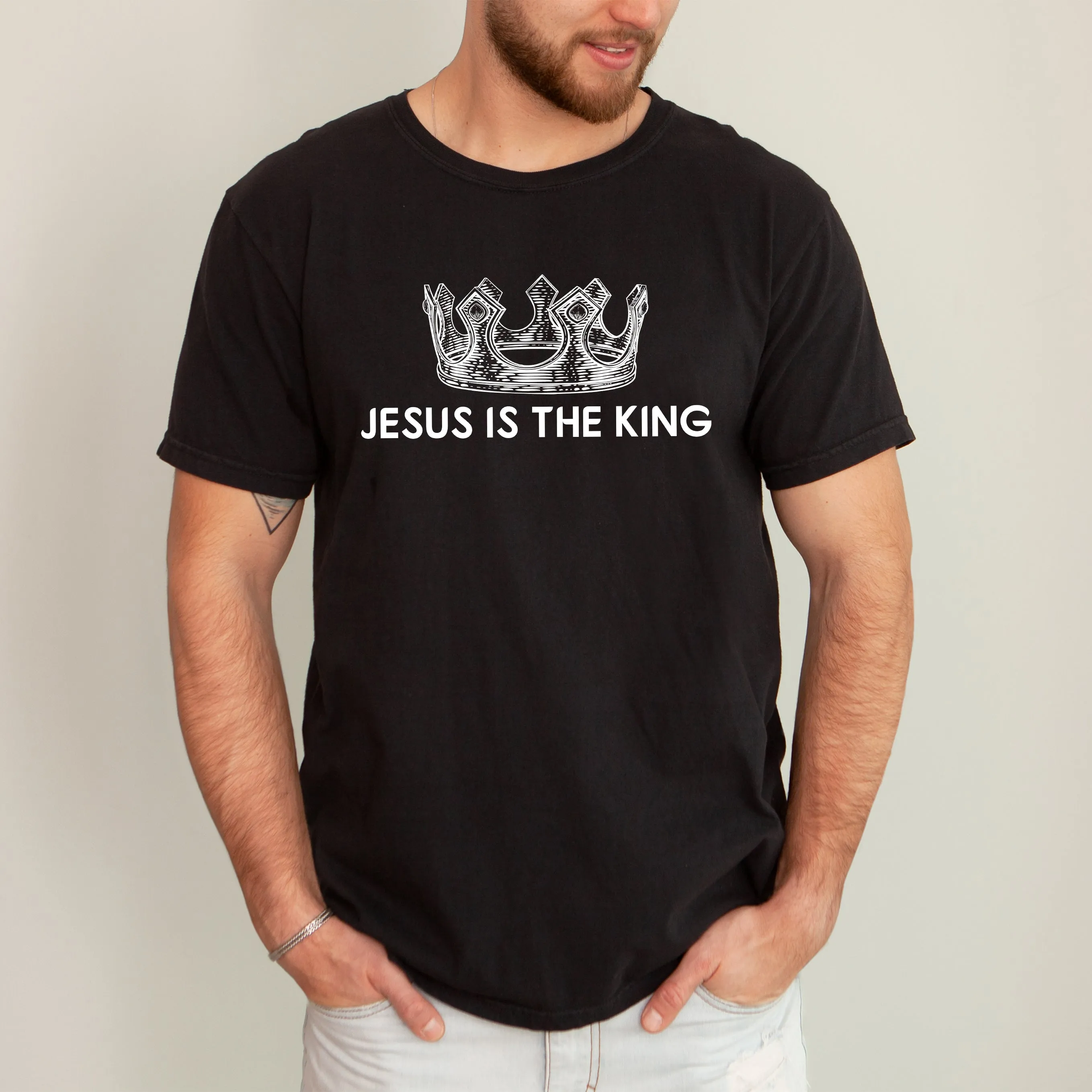 Jesus Is The King Crown Gospel Faith Christian Vintage Inspired Religious Comfort Colors Tee sold by Refinery Number One product image thumbnail 2
