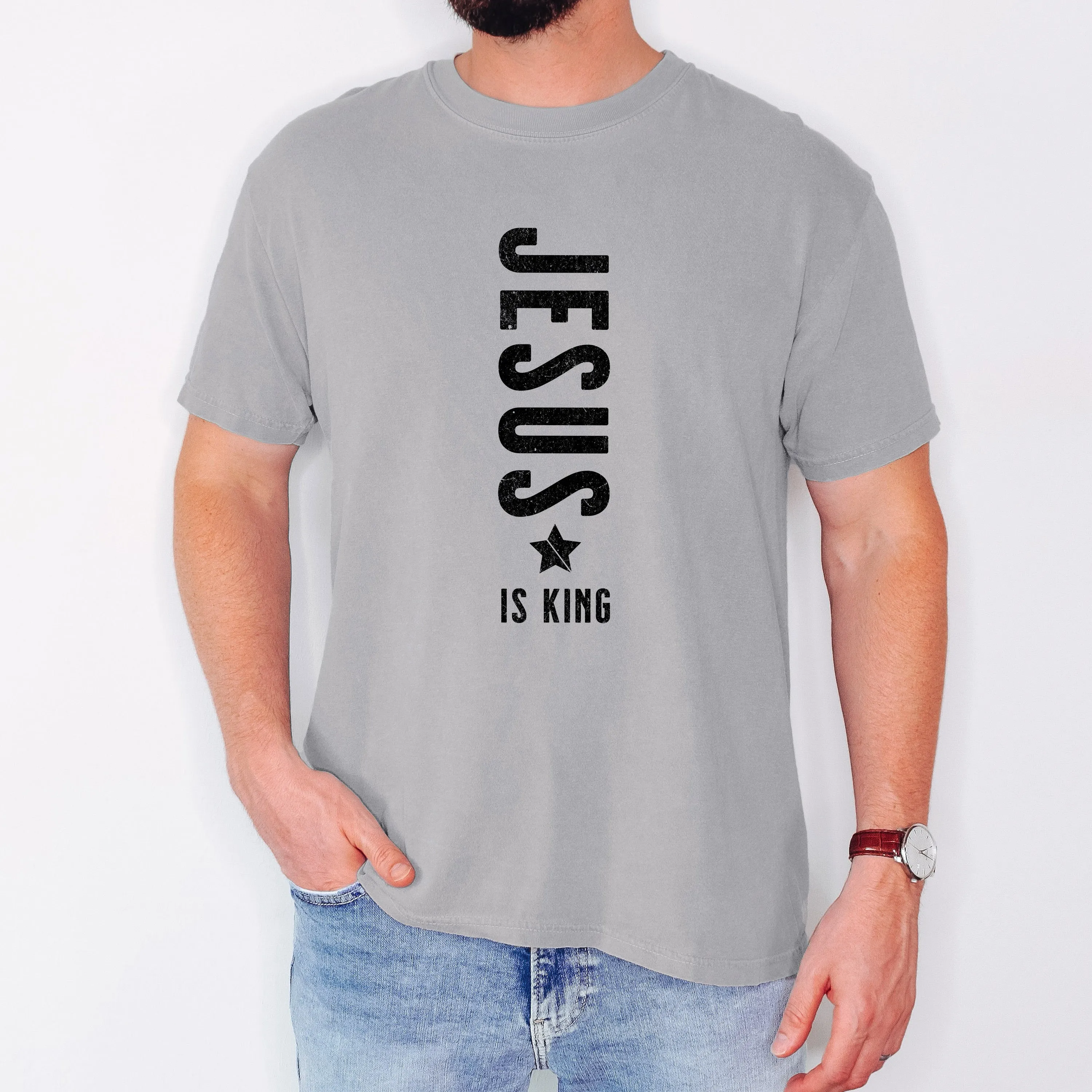 Jesus Is King Religious Gospel Christian Faith Statement Heritage Edition Comfort Colors Tee sold by Refinery Number One product image thumbnail 4