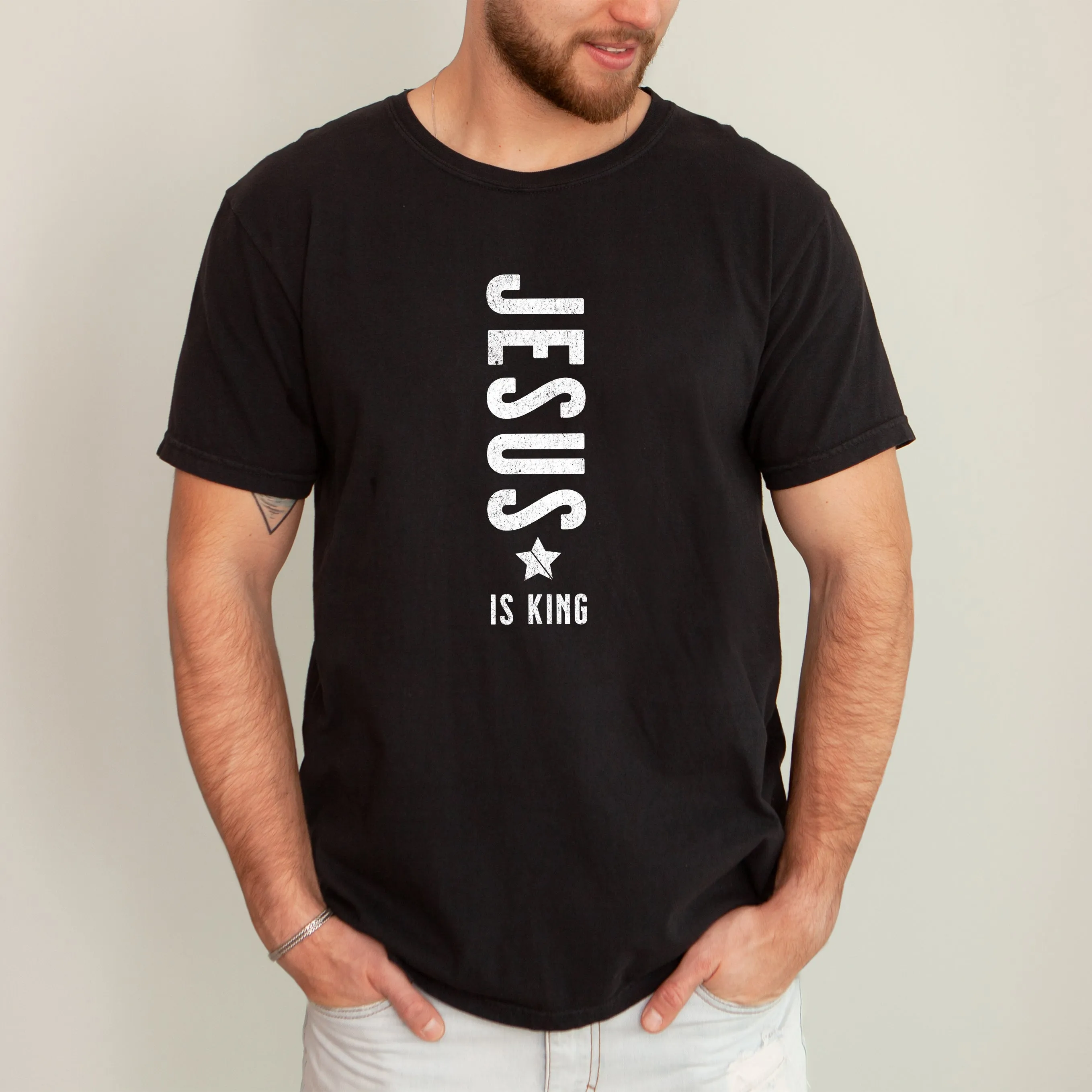 Jesus Is King Religious Gospel Christian Faith Statement Heritage Edition Comfort Colors Tee sold by Refinery Number One product image thumbnail 2