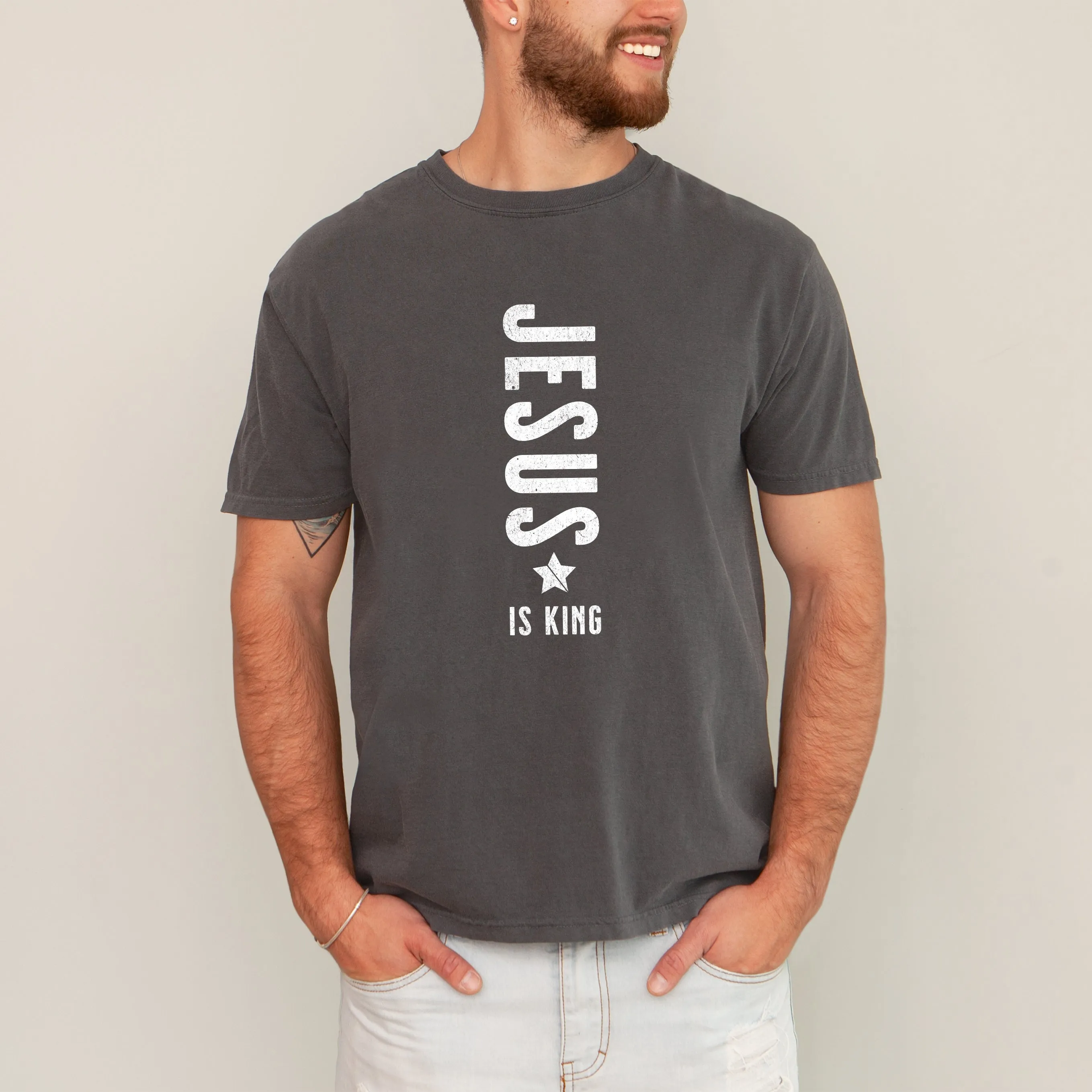 Jesus Is King Religious Gospel Christian Faith Statement Heritage Edition Comfort Colors Tee sold by Refinery Number One