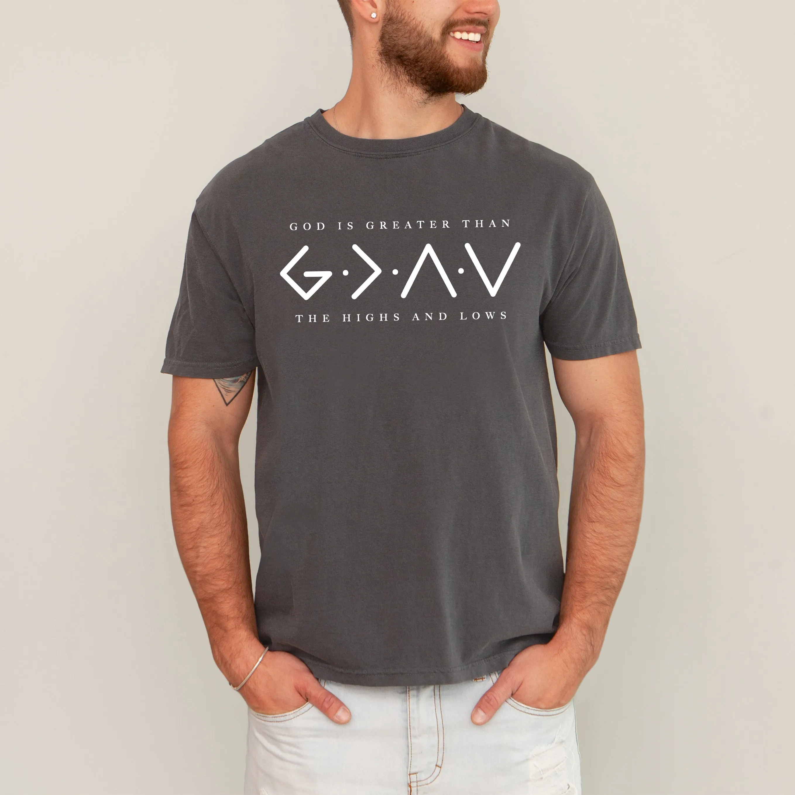 God Is Greater, Than The Highs And Lows, Jesus, Christian, Faith, Religious, Gospel Tshirt Comfort Colors T-Shirt sold by Refinery Number One product image thumbnail 3