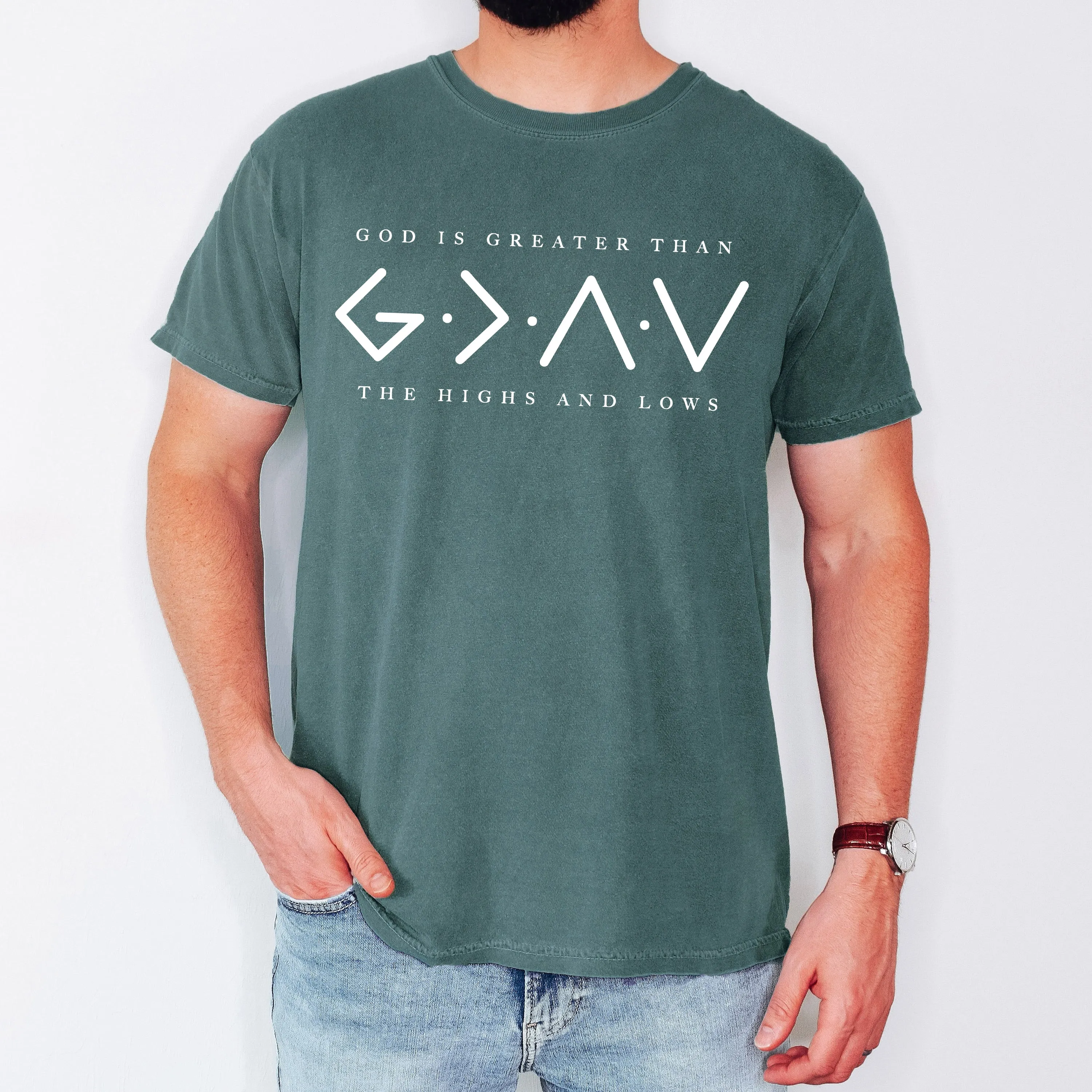 God Is Greater, Than The Highs And Lows, Jesus, Christian, Faith, Religious, Gospel Tshirt Comfort Colors T-Shirt sold by Refinery Number One product image thumbnail 4