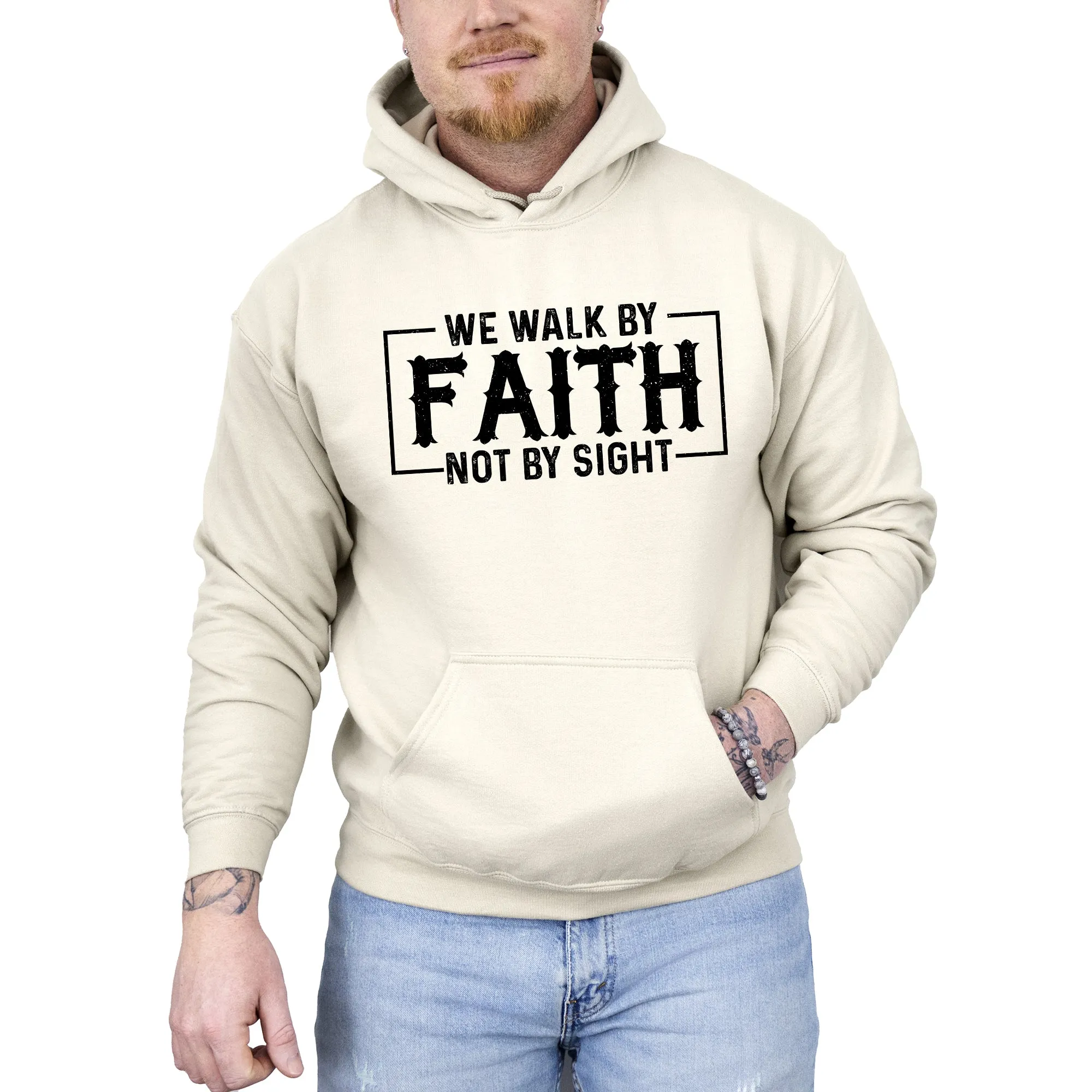 We Walk By Faith, Not By Sight, Christian, Jesus, Gospel, Religious Hoodie, Hooded Sweatshirt sold by Refinery Number One product image thumbnail 3