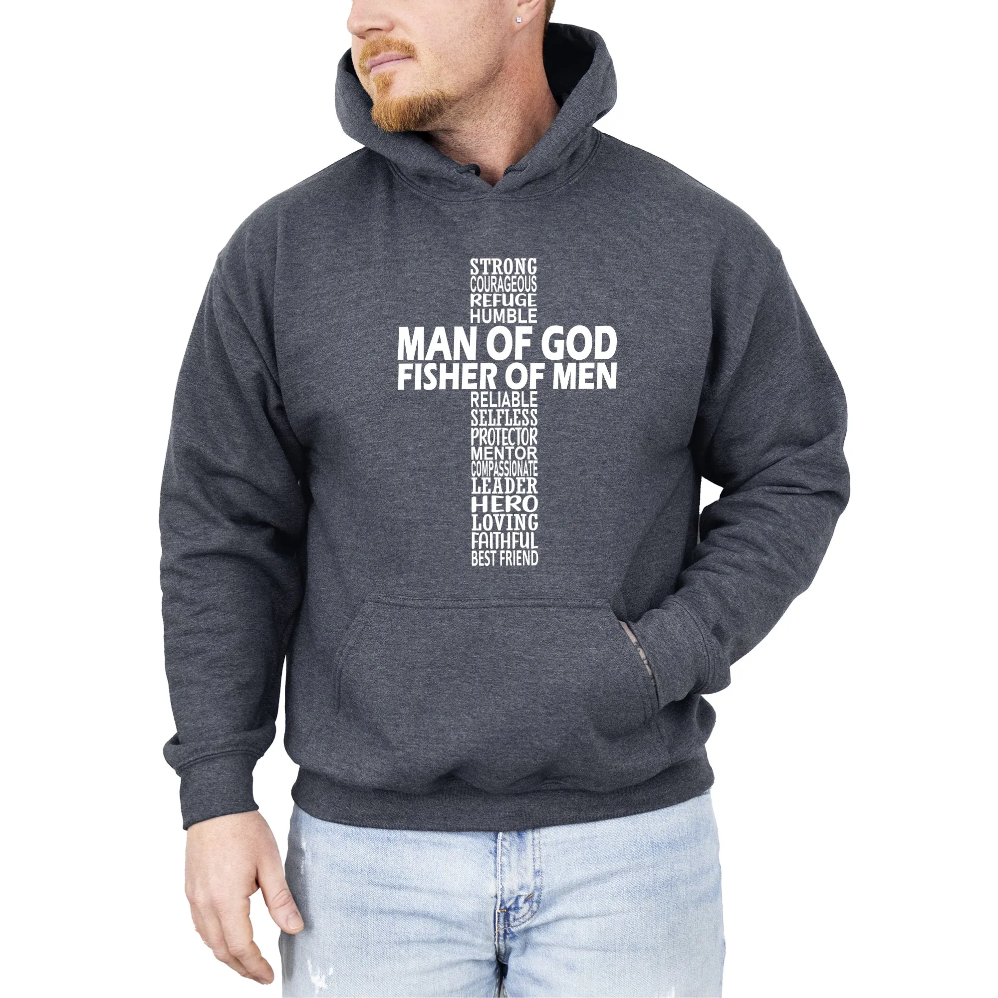 Man of God, Fisher of Men, Gospel, Jesus, Christian, Faith Hoodie, Hooded Sweatshirt sold by Refinery Number One product image thumbnail 3
