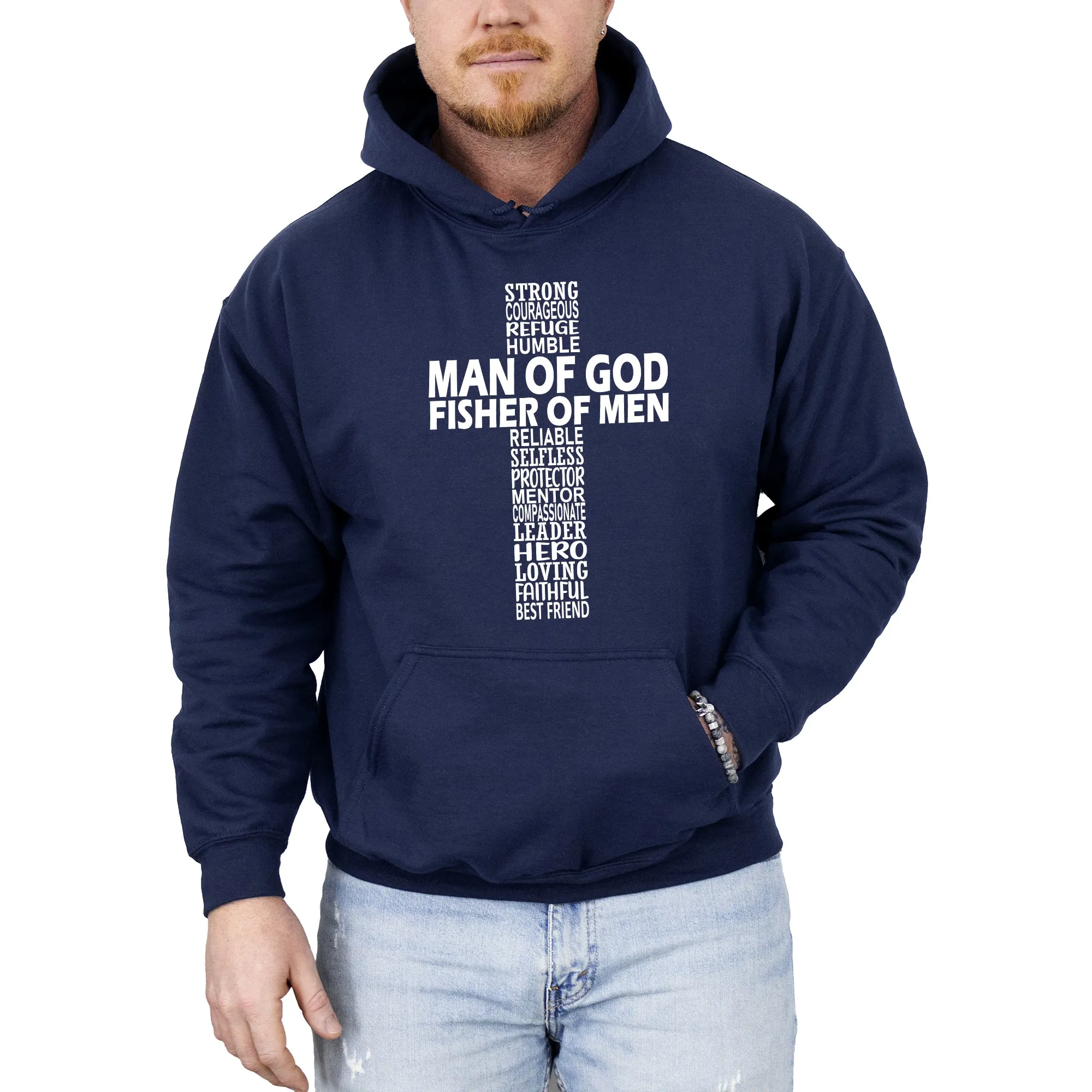 Man of God, Fisher of Men, Gospel, Jesus, Christian, Faith Hoodie, Hooded Sweatshirt sold by Refinery Number One product image thumbnail 5