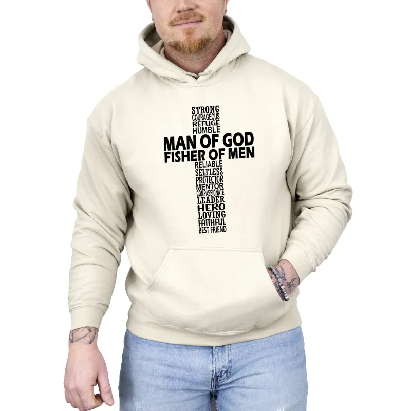 Man of God, Fisher of Men, Gospel, Jesus, Christian, Faith Hoodie, Hooded Sweatshirt sold by Refinery Number One
