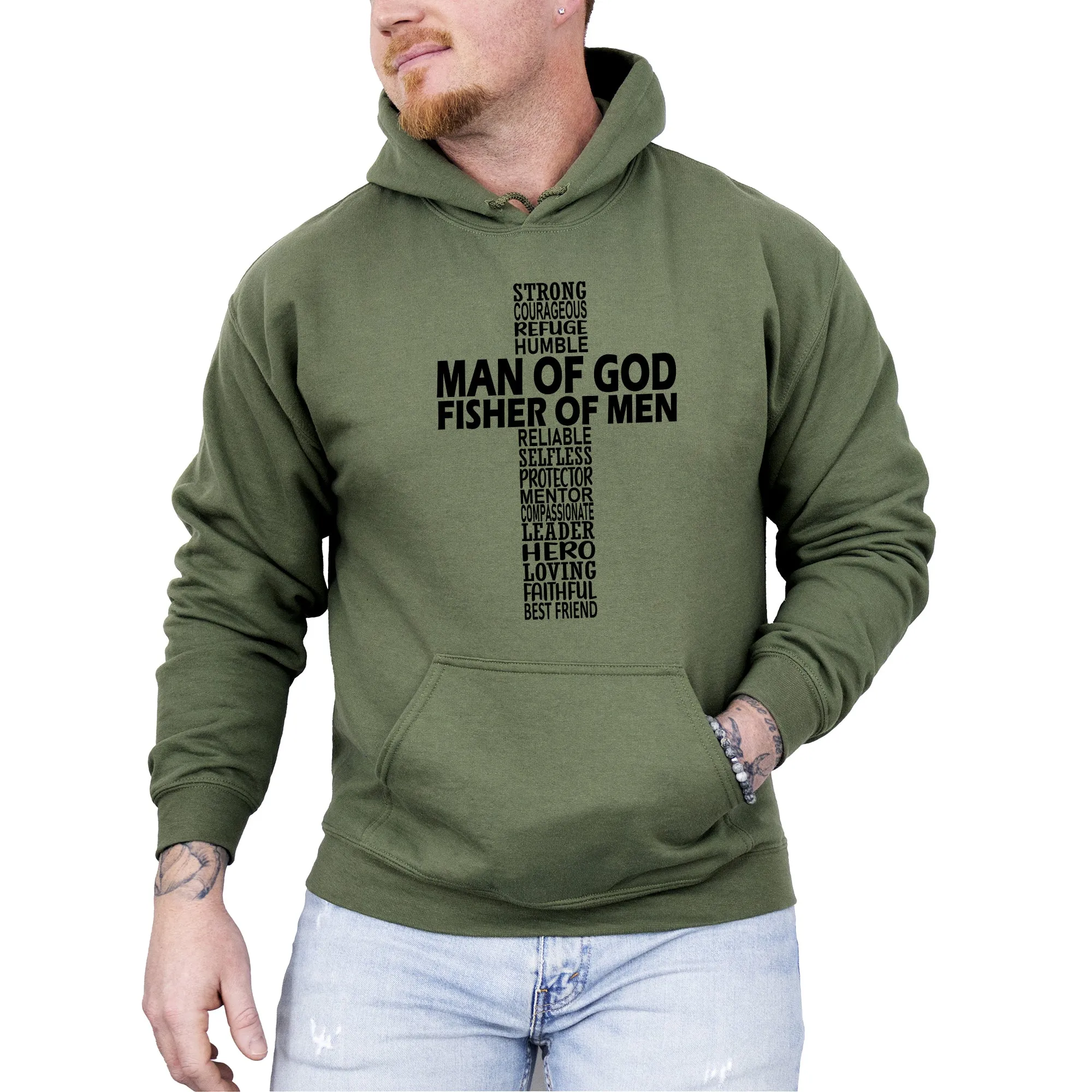 Man of God, Fisher of Men, Gospel, Jesus, Christian, Faith Hoodie, Hooded Sweatshirt sold by Refinery Number One product image thumbnail 4
