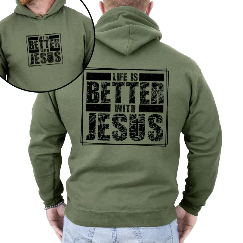 Life Is Better With Jesus, Christian, Religious, Faith, Gospel Hoodie, Hooded Sweatshirt sold by Refinery Number One