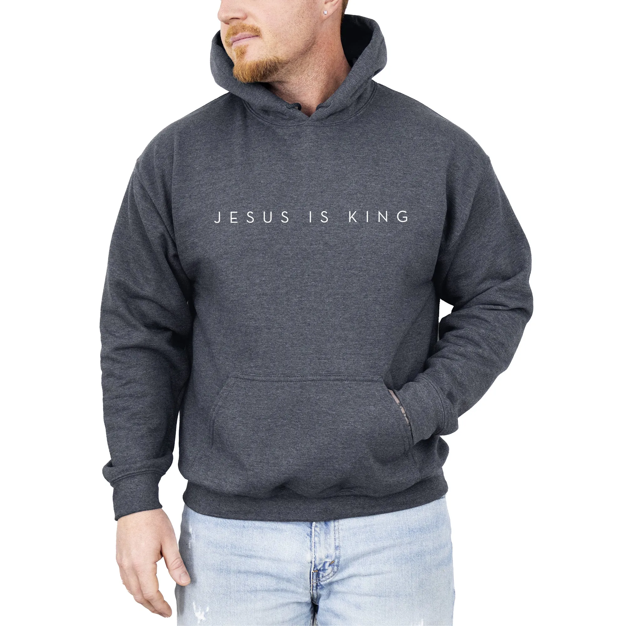 Jesus Is King, Minimalist, Religious, Faith, Gospel, Christian Hoodie, Hooded Sweatshirt sold by Refinery Number One product image thumbnail 3