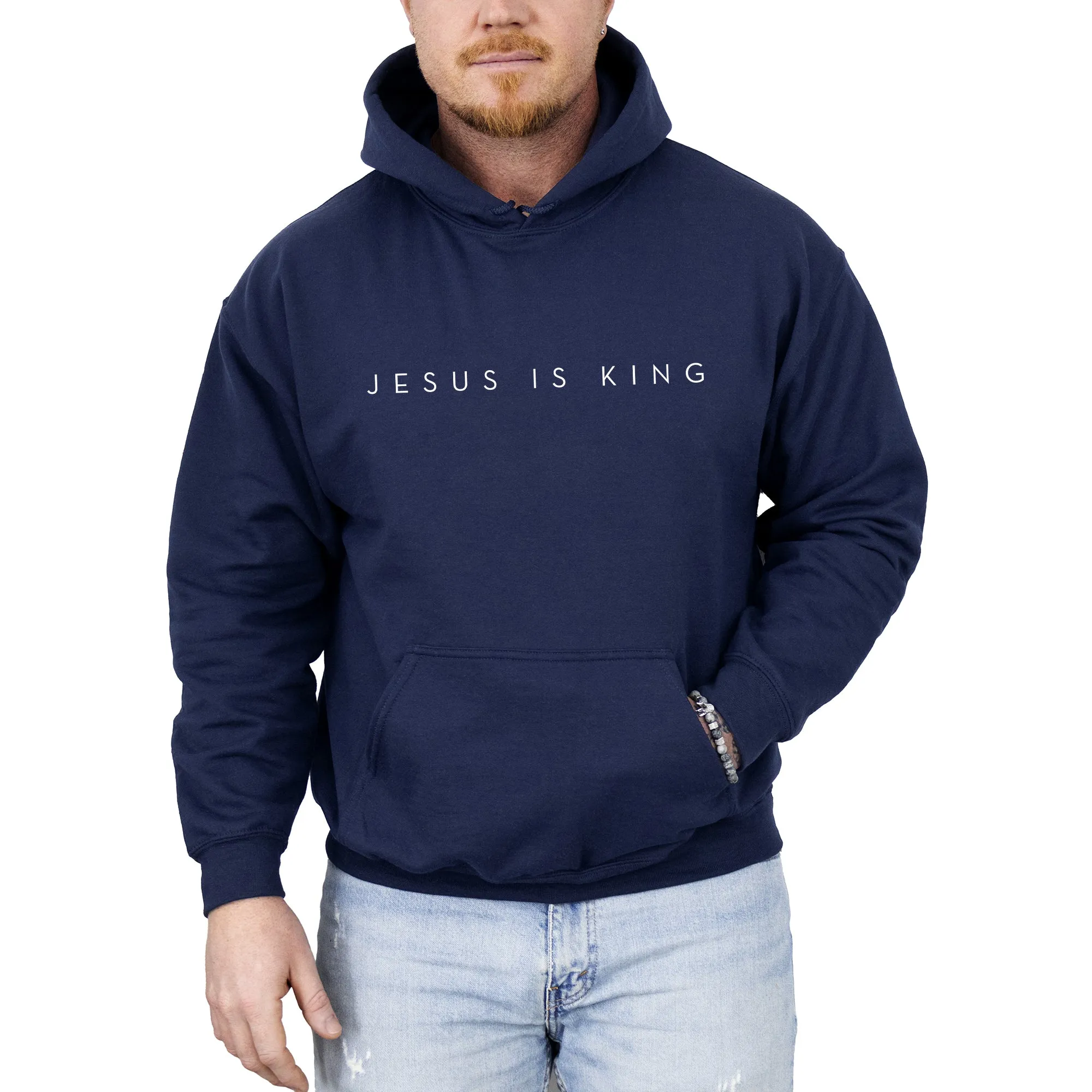 Jesus Is King, Minimalist, Religious, Faith, Gospel, Christian Hoodie, Hooded Sweatshirt sold by Refinery Number One product image thumbnail 2