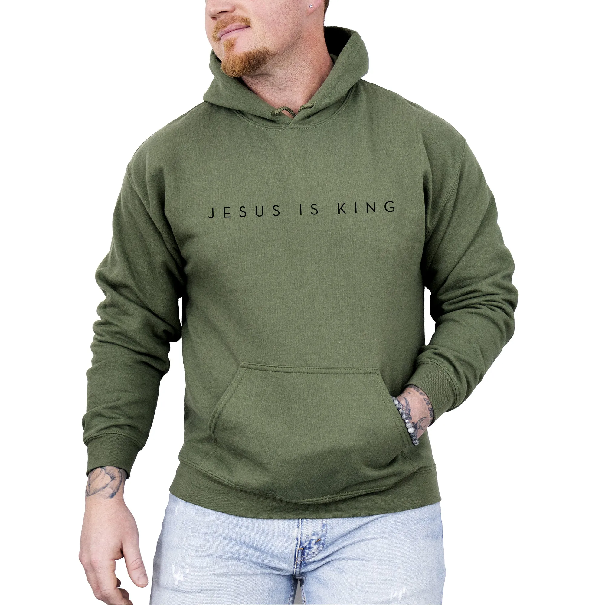 Jesus Is King, Minimalist, Religious, Faith, Gospel, Christian Hoodie, Hooded Sweatshirt sold by Refinery Number One product image thumbnail 4