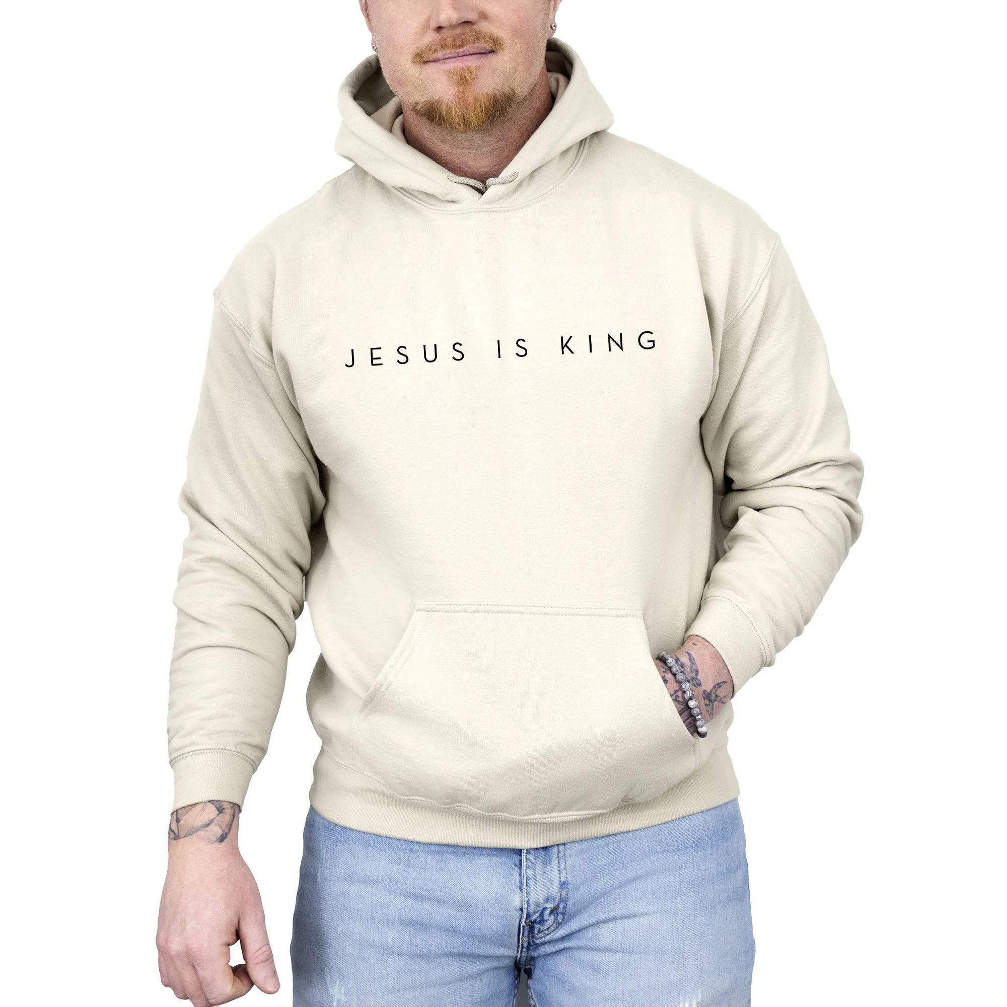 Jesus Is King, Minimalist, Religious, Faith, Gospel, Christian Hoodie, Hooded Sweatshirt sold by Refinery Number One product image thumbnail 5