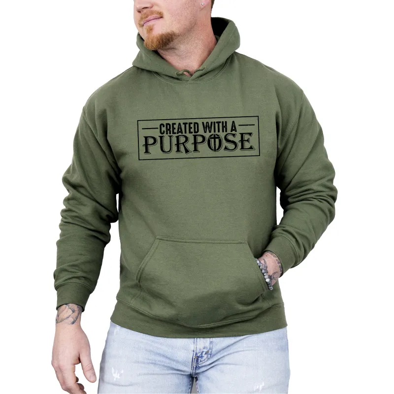 Created With A Purpose, Faith, Christian, Jesus, Gospel, Religious Hoodie, Hooded Sweatshirt sold by Refinery Number One