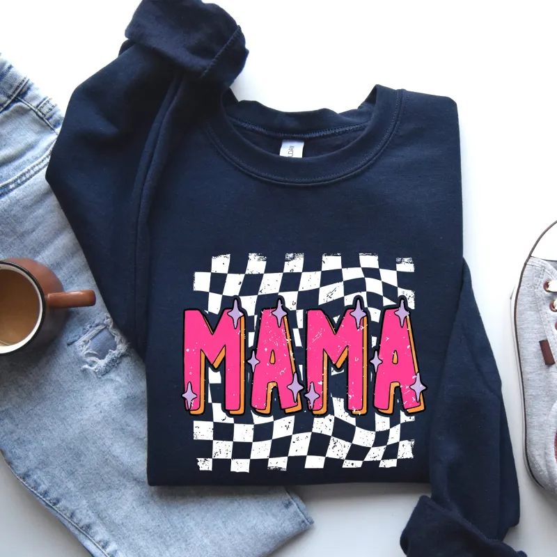 Mama, Checkered, Vibrant, Retro, Vintage Sweatshirt sold by Refinery Number One