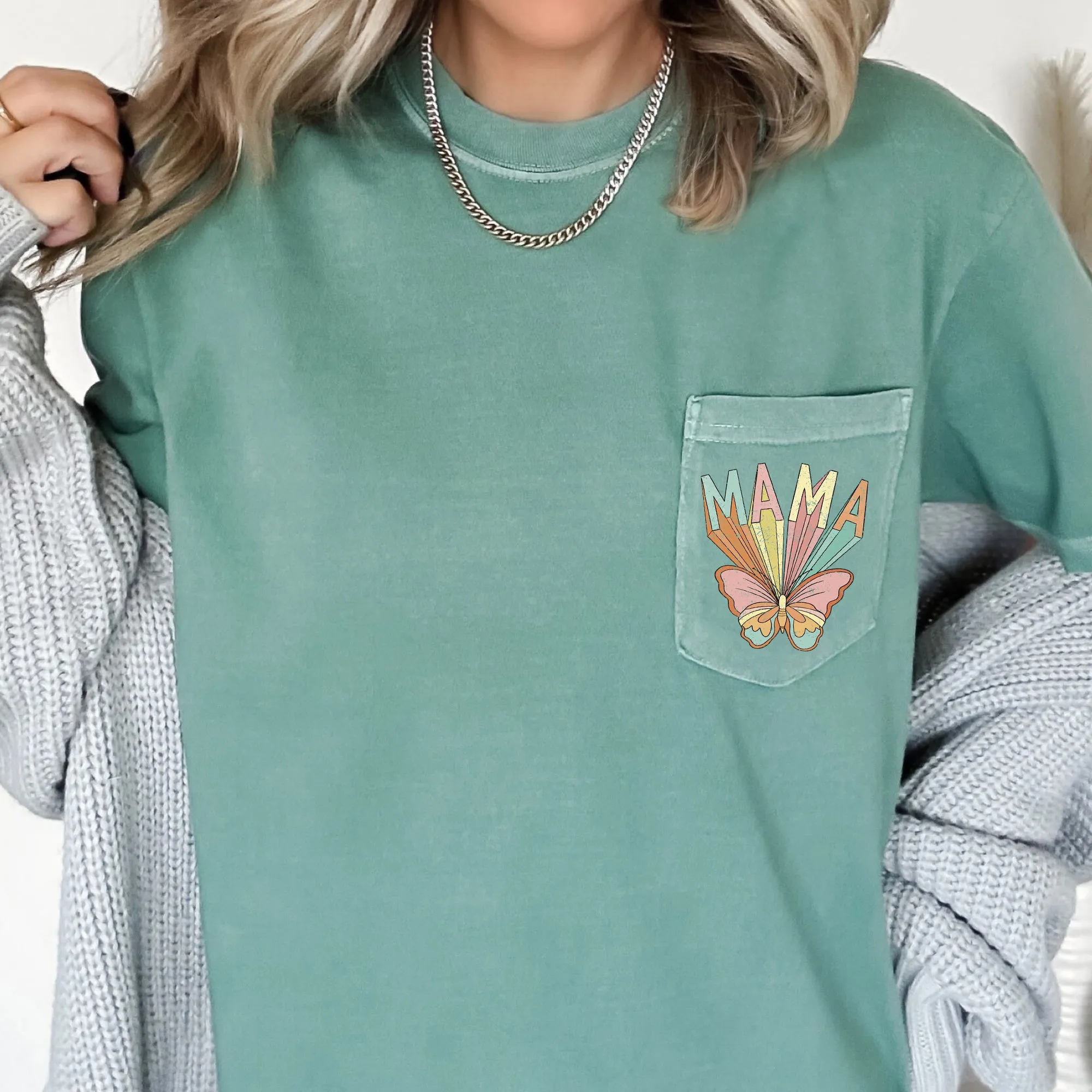 Retro Mama, Butterfly, Hippie, Pocket Tee Comfort Colors T-Shirt sold by Refinery Number One product image thumbnail 5