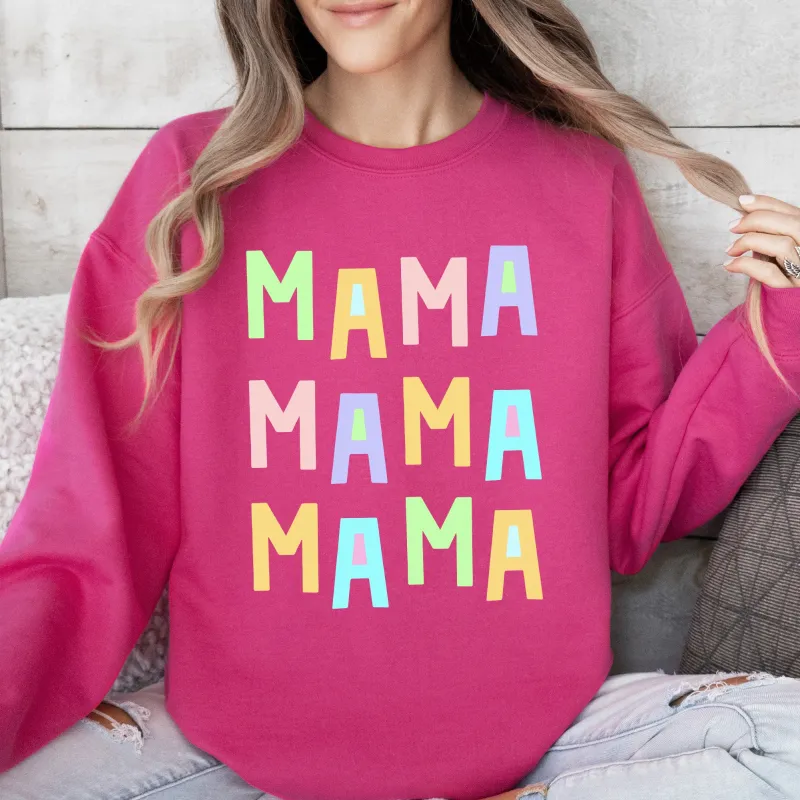 Mama Mama Mama Sweatshirt, Positivity, Funny, Sarcastic, Mom Gift, Mental Health, Colorful, Pastel, Crewneck, Crew Neck Sweatshirt sold by Refinery Number One