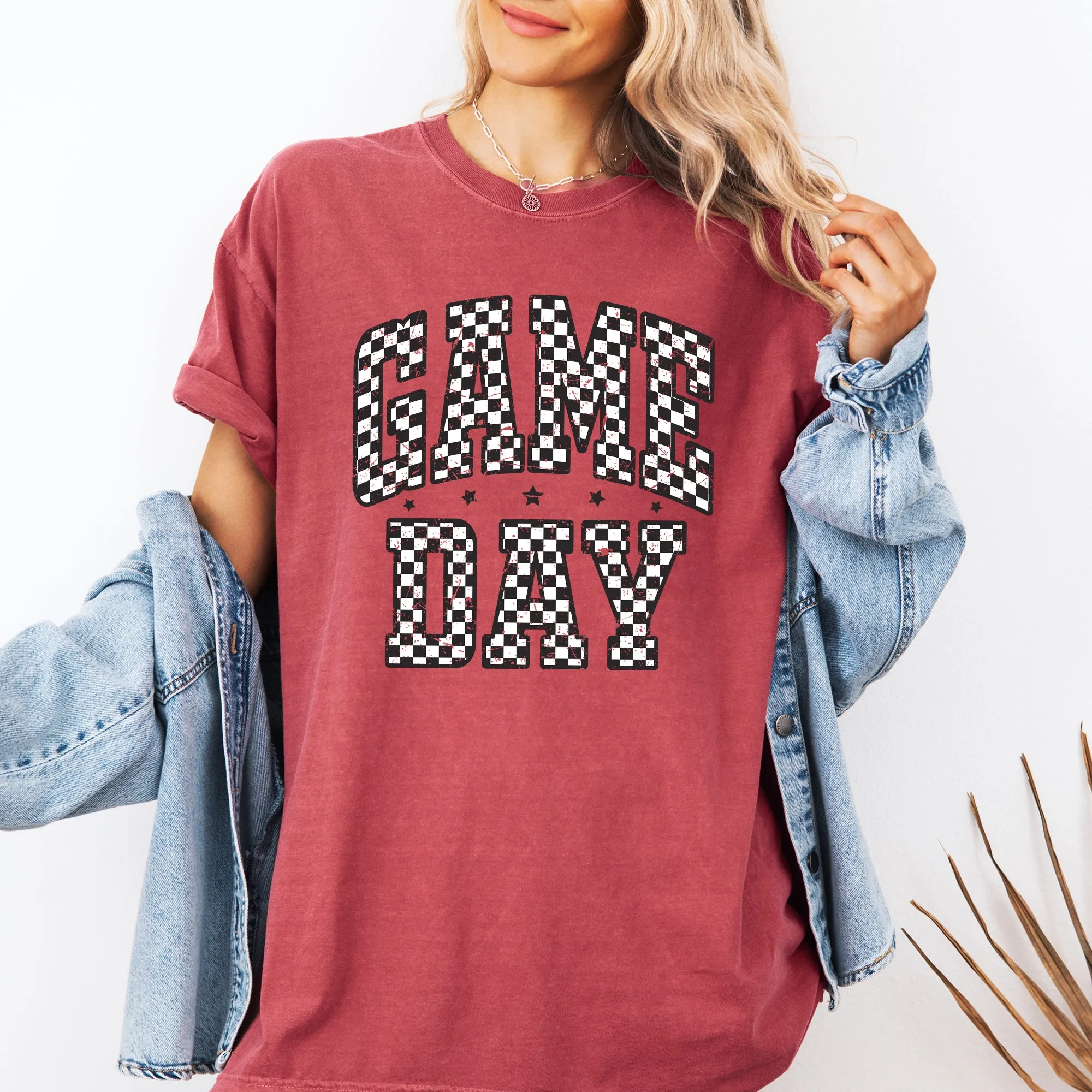 Game Day, Checkered, Football, Sports, Big Game, Touchdown, Tailgate Party Tshirt Comfort Colors T-Shirt sold by Refinery Number One product image thumbnail 5